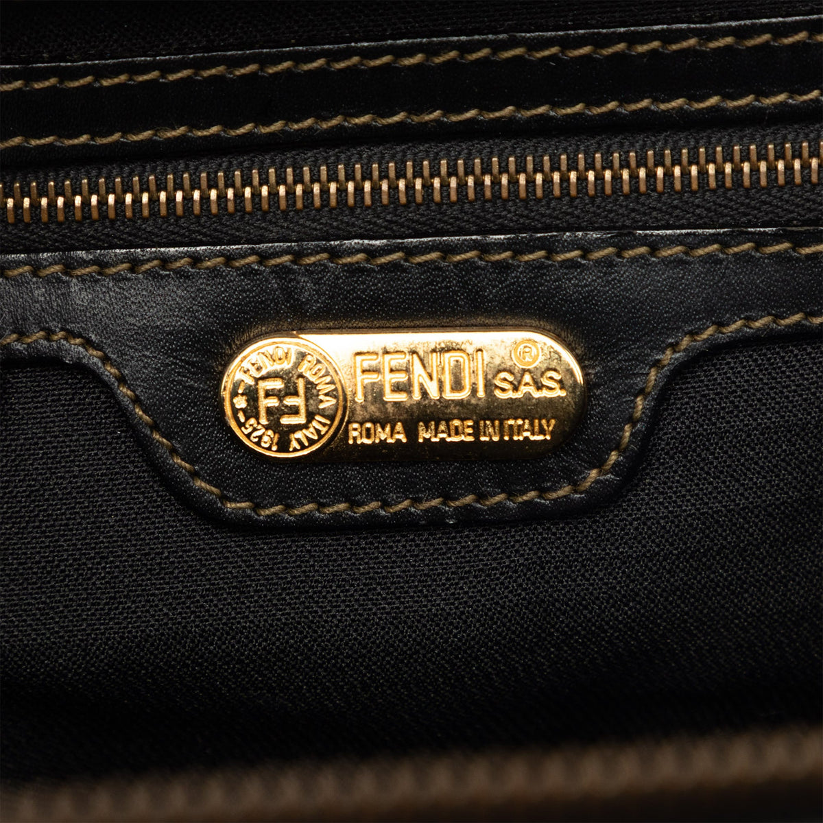 Fendi Pequin Coated Canvas Boston Bag