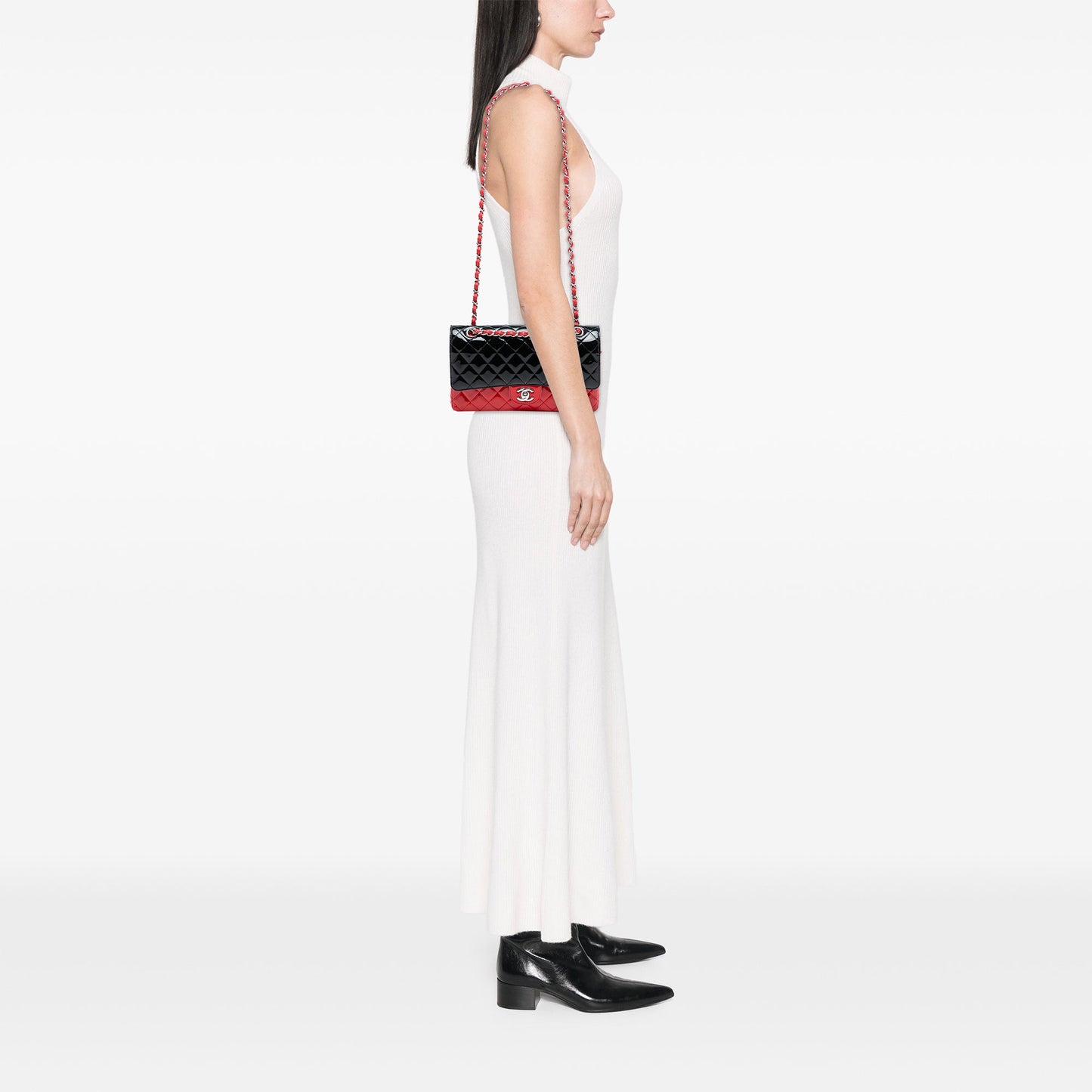 Chanel Medium Classic Bicolor Patent Double Flap