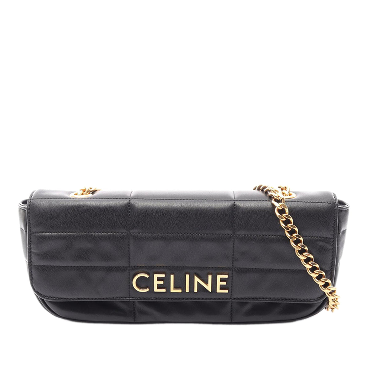 Celine Leather Quilted Monochrome Shoulder Bag