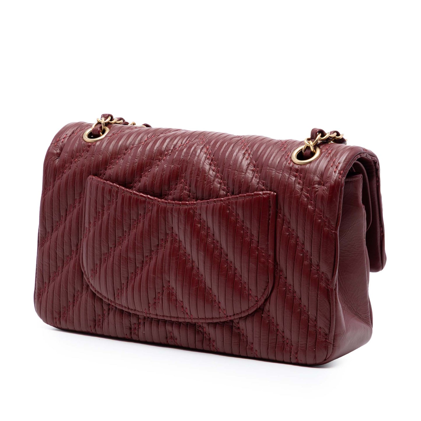 Chanel Medium Classic Chevron Calfskin Pleated Double Flap
