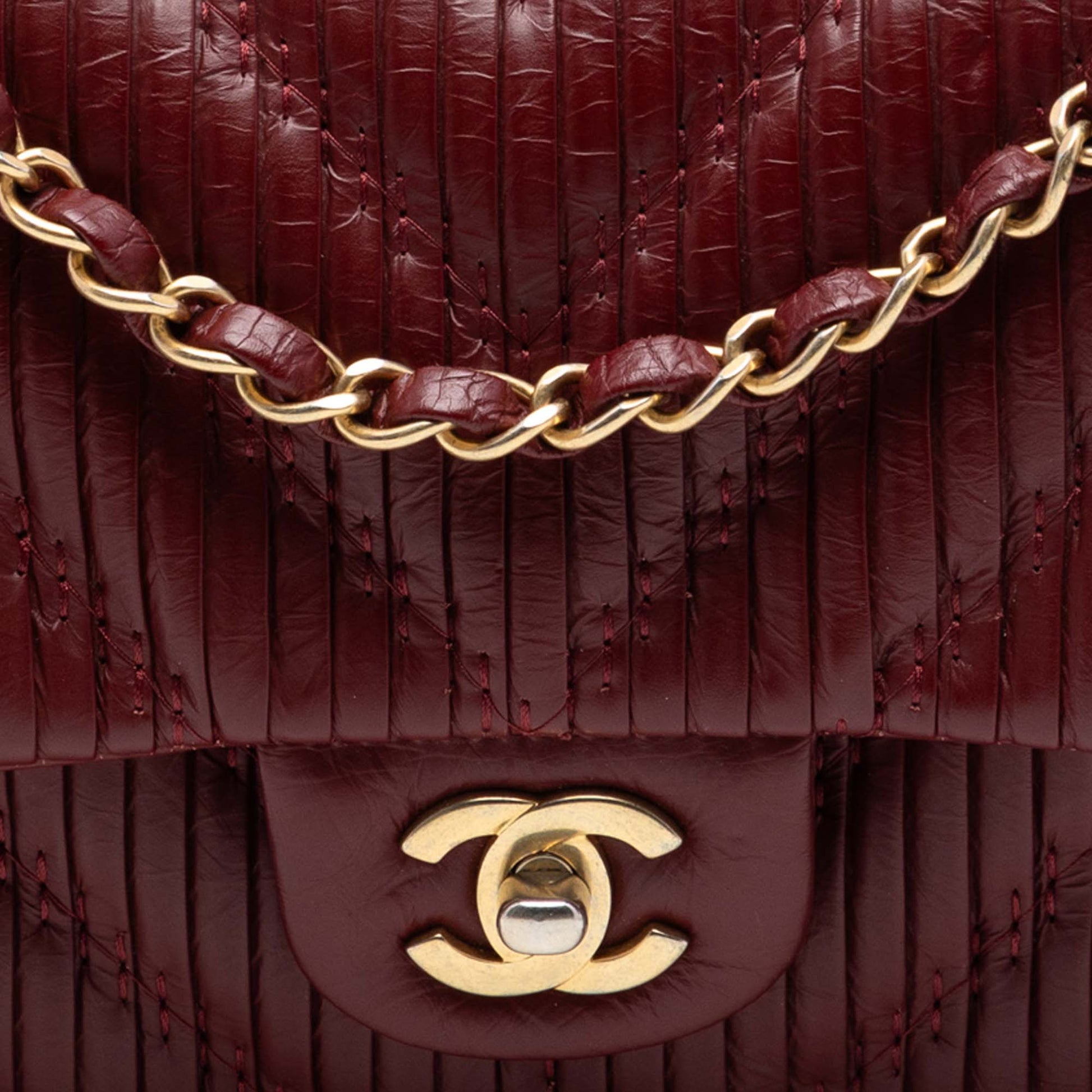 Chanel Medium Classic Chevron Calfskin Pleated Double Flap