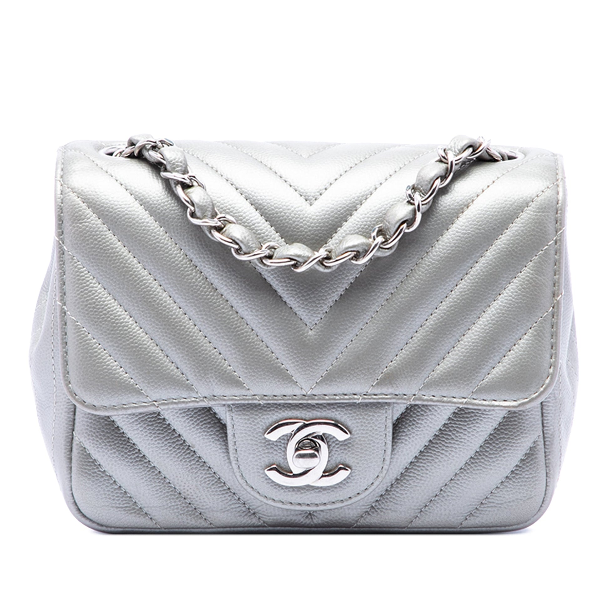 Chanel Mini Square Classic Chevron Caviar Single Flap