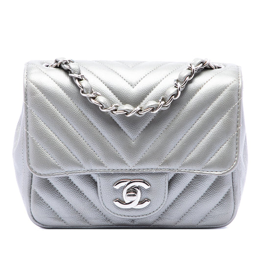 Chanel Mini Square Classic Chevron Caviar Single Flap