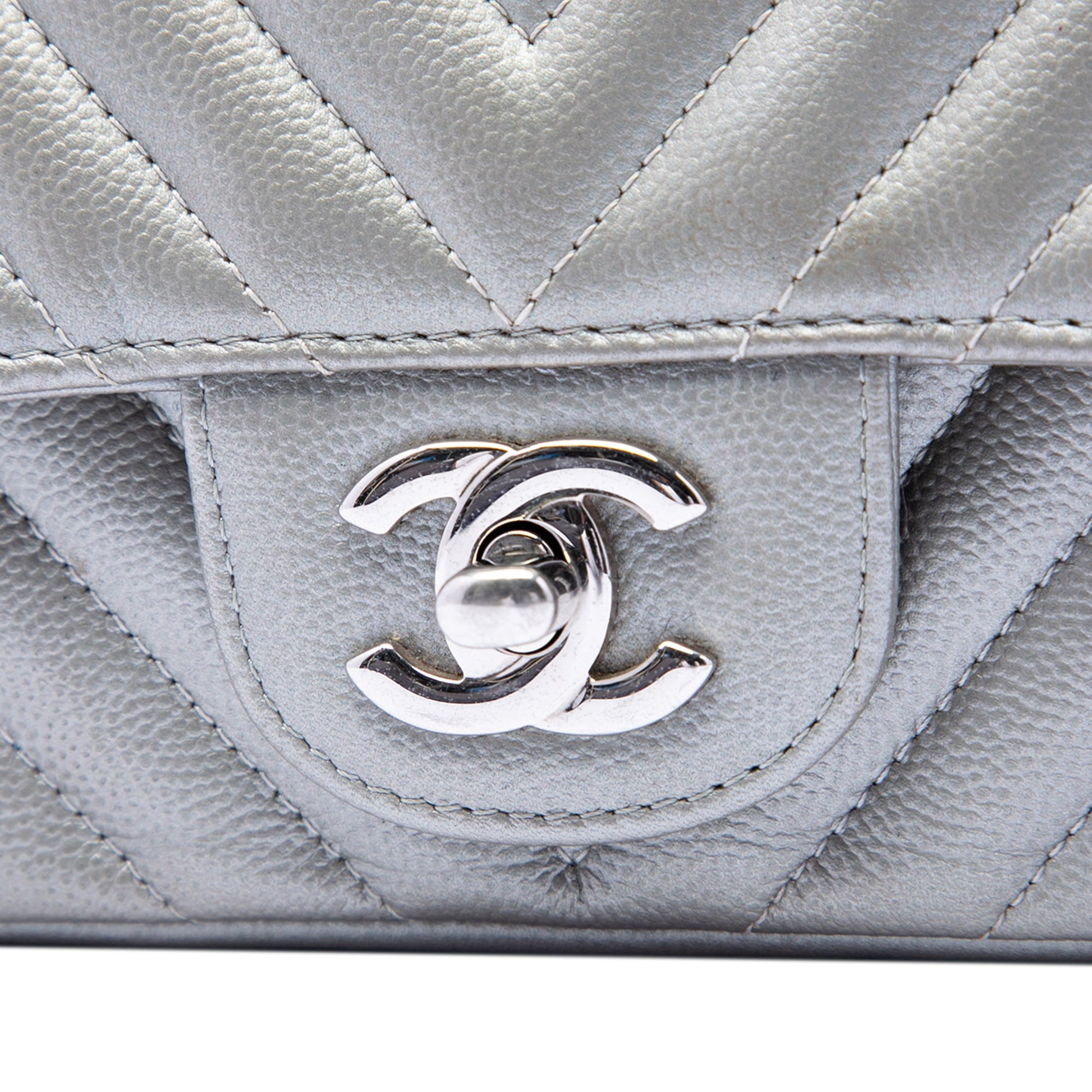 Chanel Mini Square Classic Chevron Caviar Single Flap