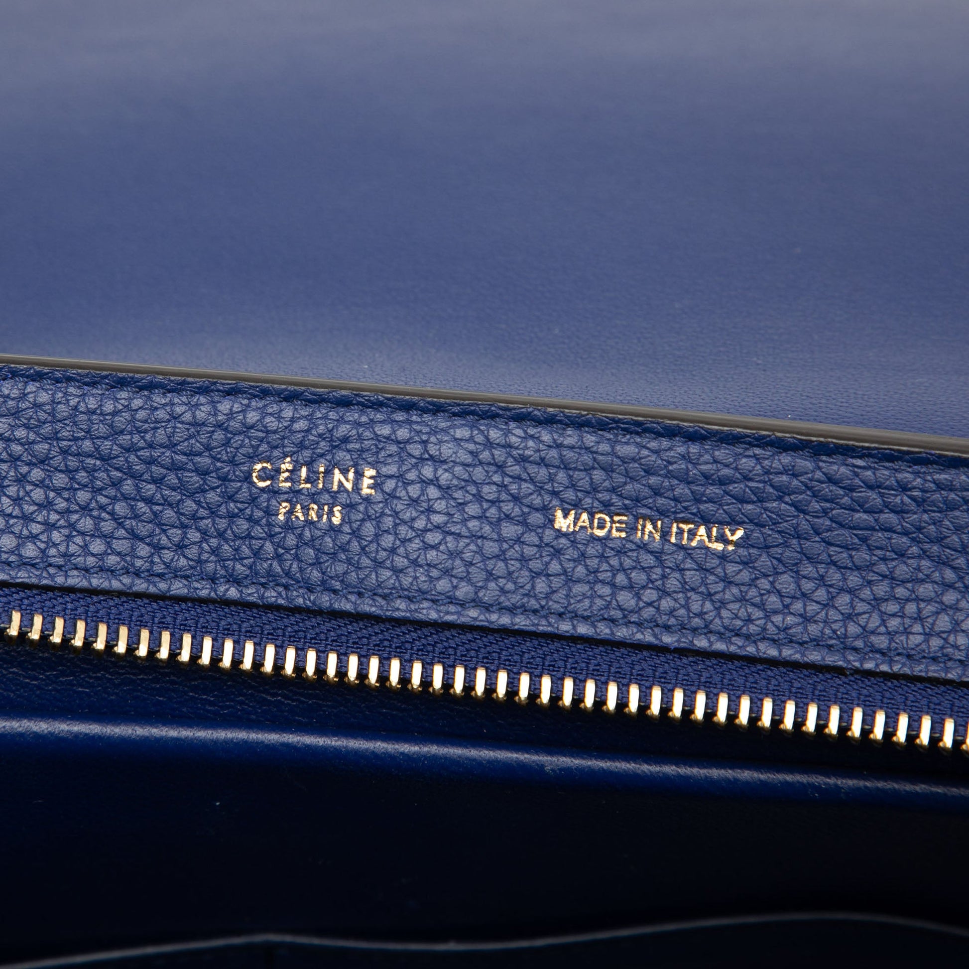 Celine Small Drummed Calfskin and Suede Trapeze Satchel