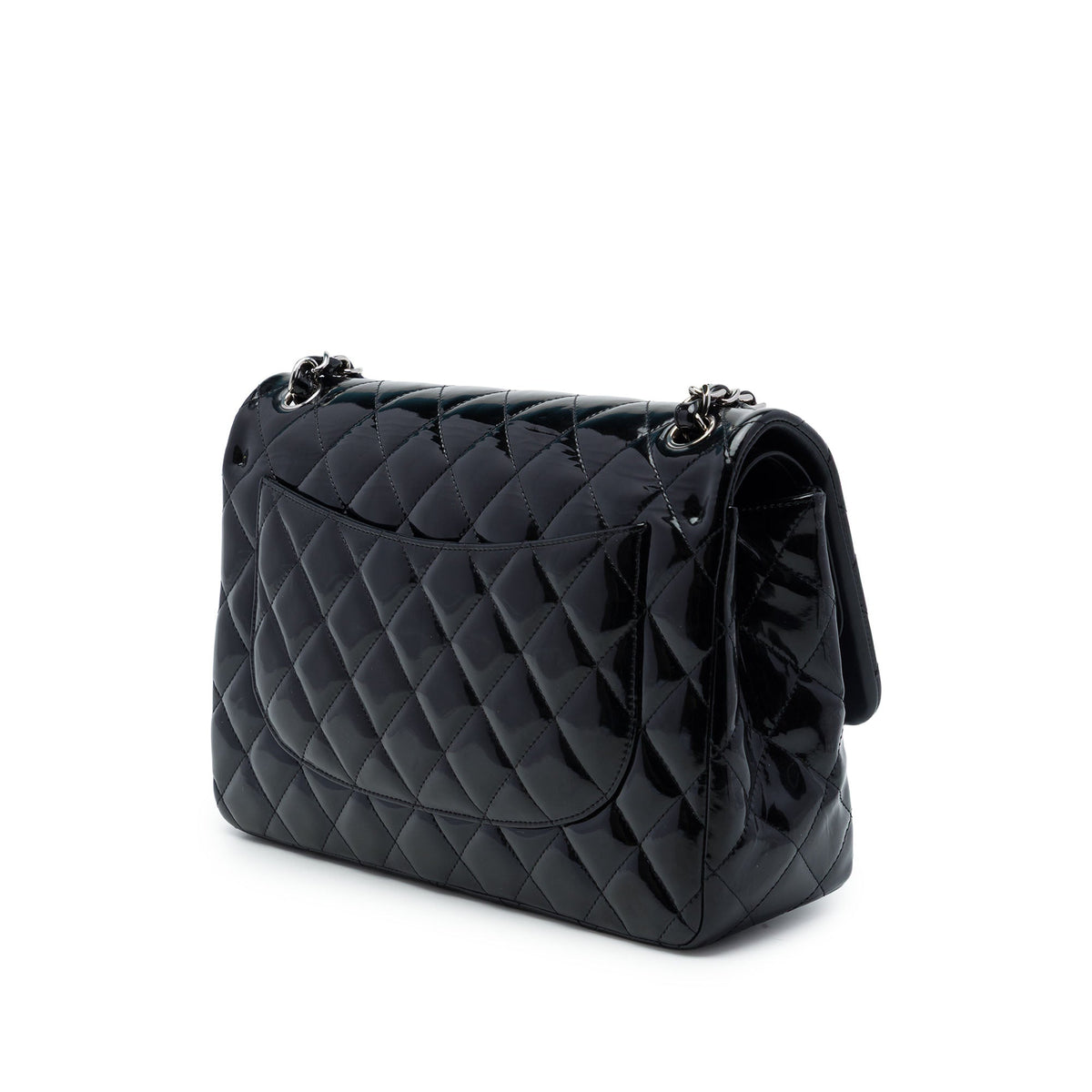 Chanel Jumbo Classic Patent Double Flap — Black