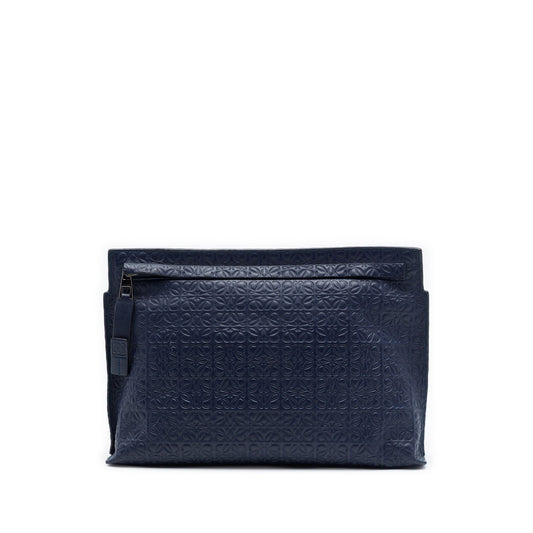 LOEWE Embossed Anagram Leather Repeat T Clutch