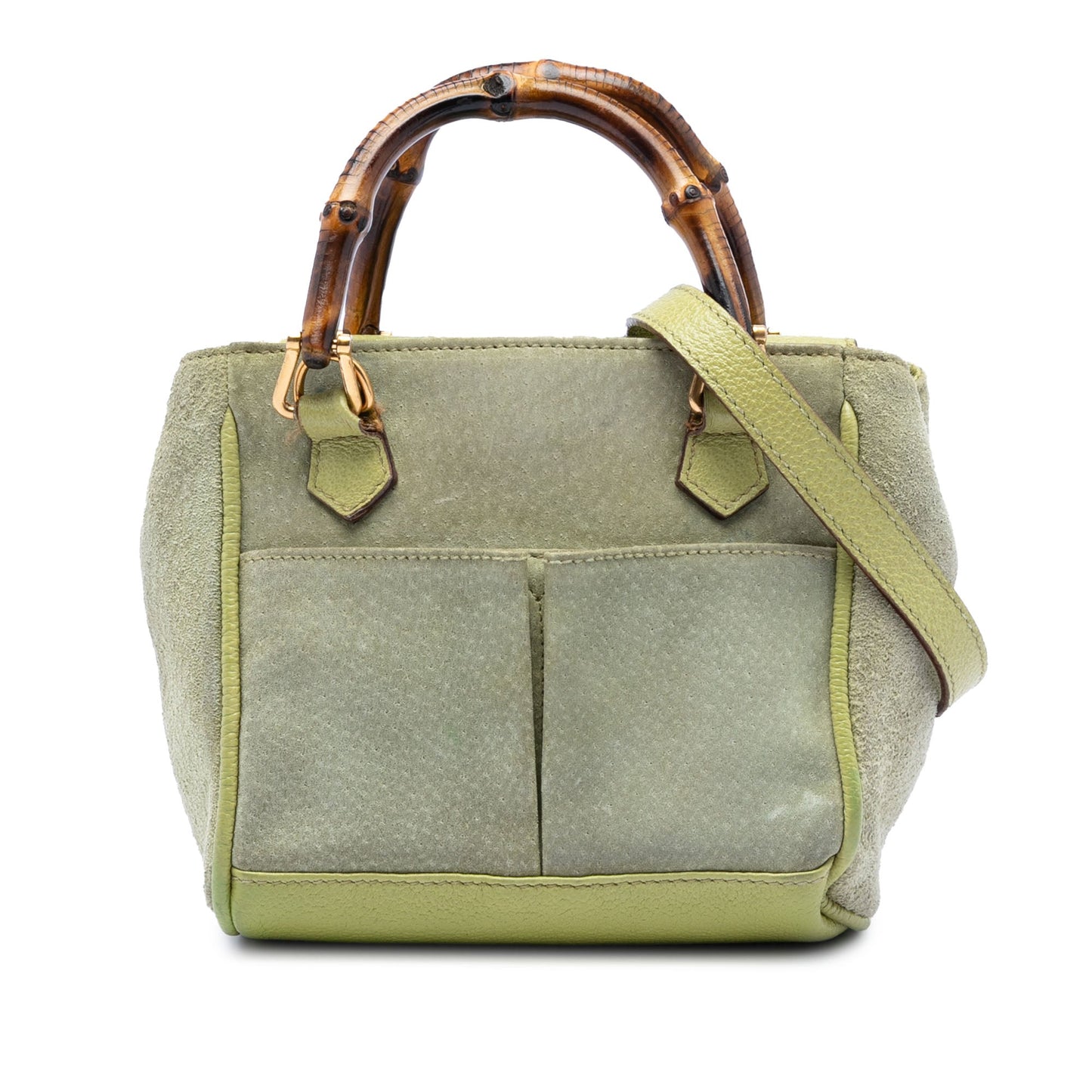 Gucci Suede Bamboo Satchel