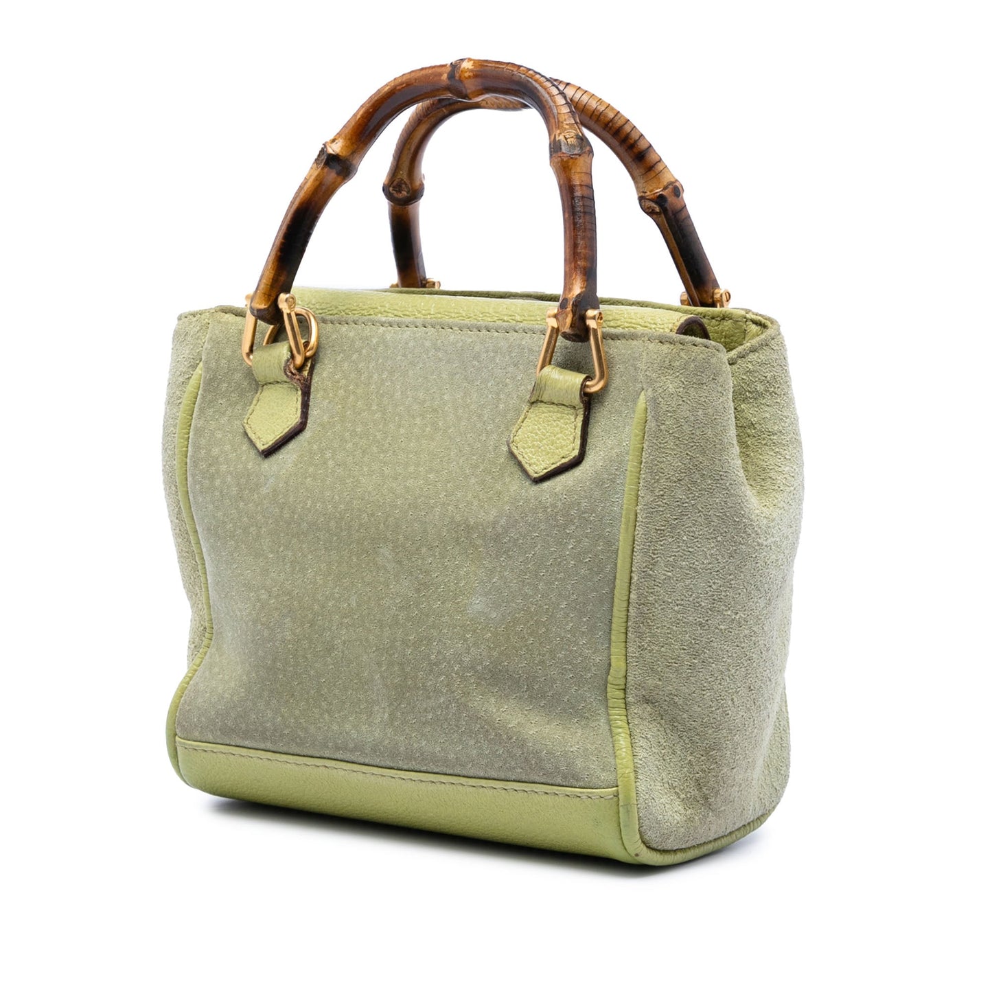 Gucci Suede Bamboo Satchel
