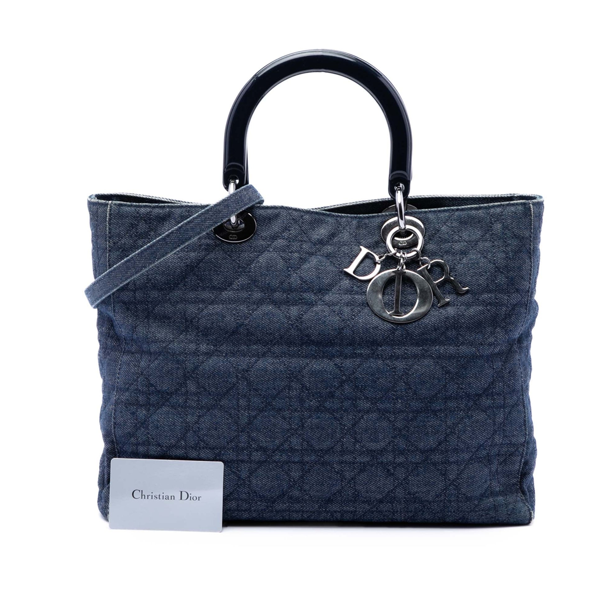 Dior Large Denim Cannage Lady Dior