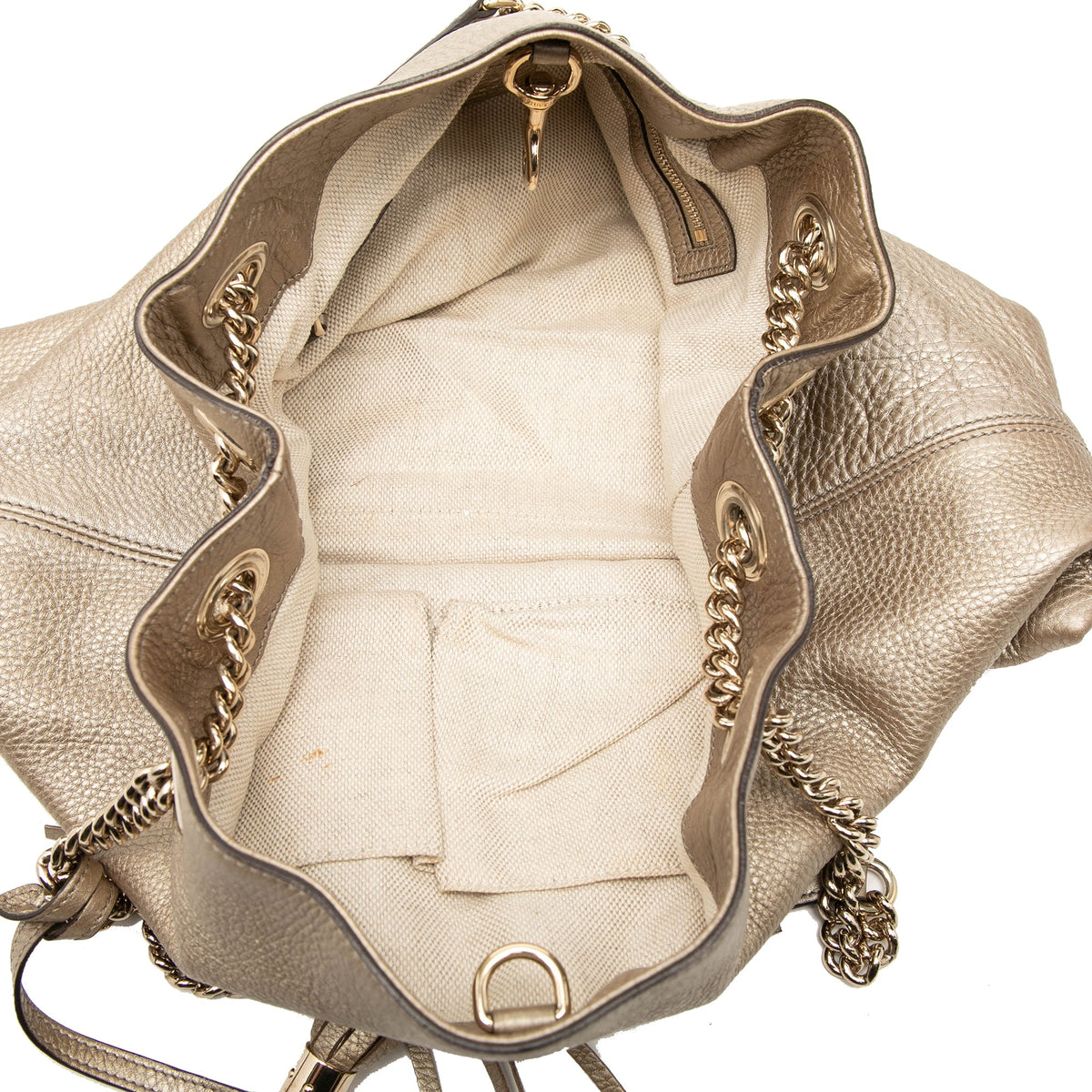 Gucci Medium Metallic Calfskin Soho Chain Tote