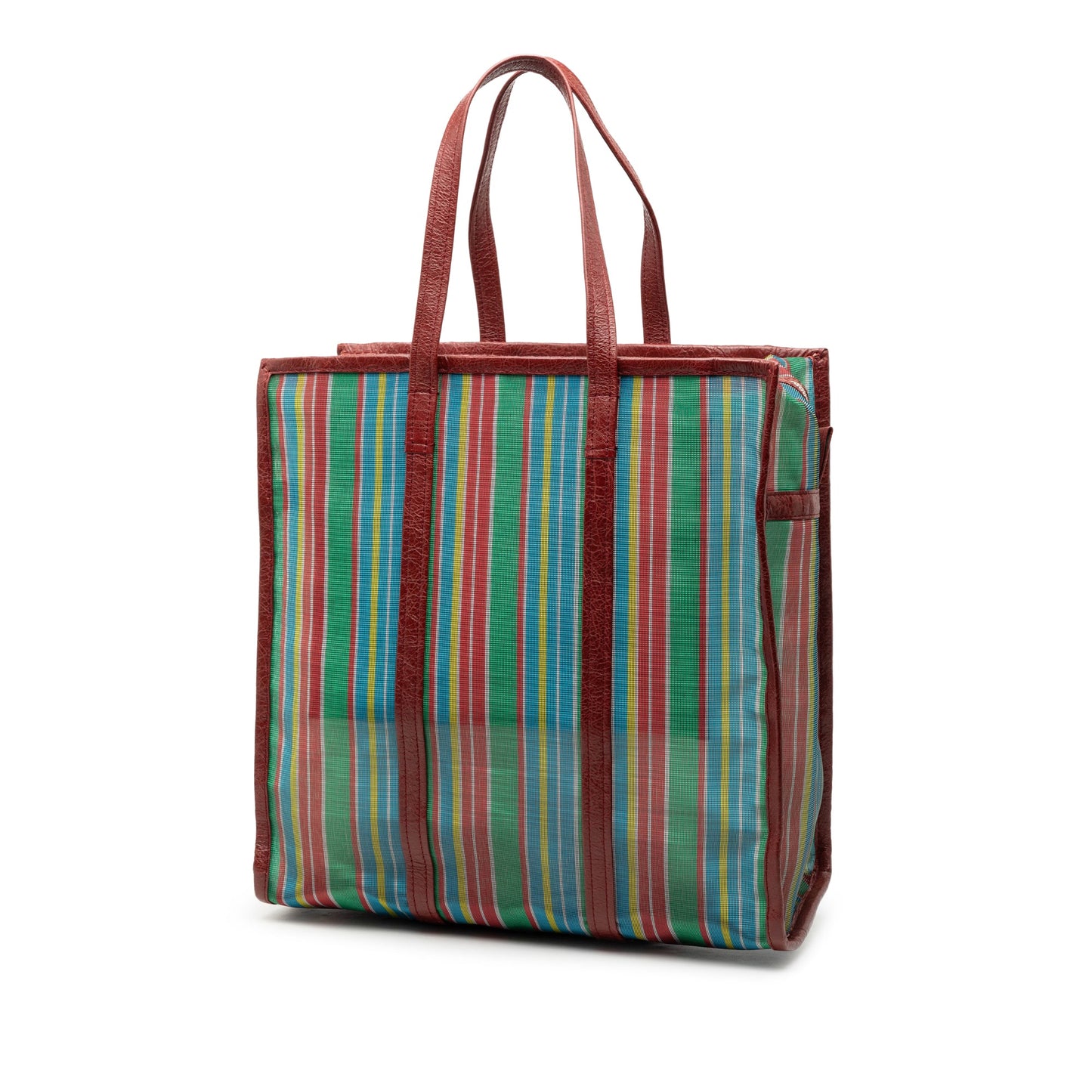 Balenciaga M Striped Mesh Bazar Shopper Satchel