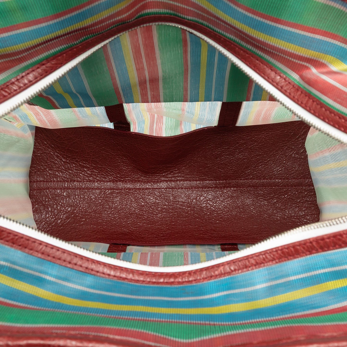 Balenciaga M Striped Mesh Bazar Shopper Satchel