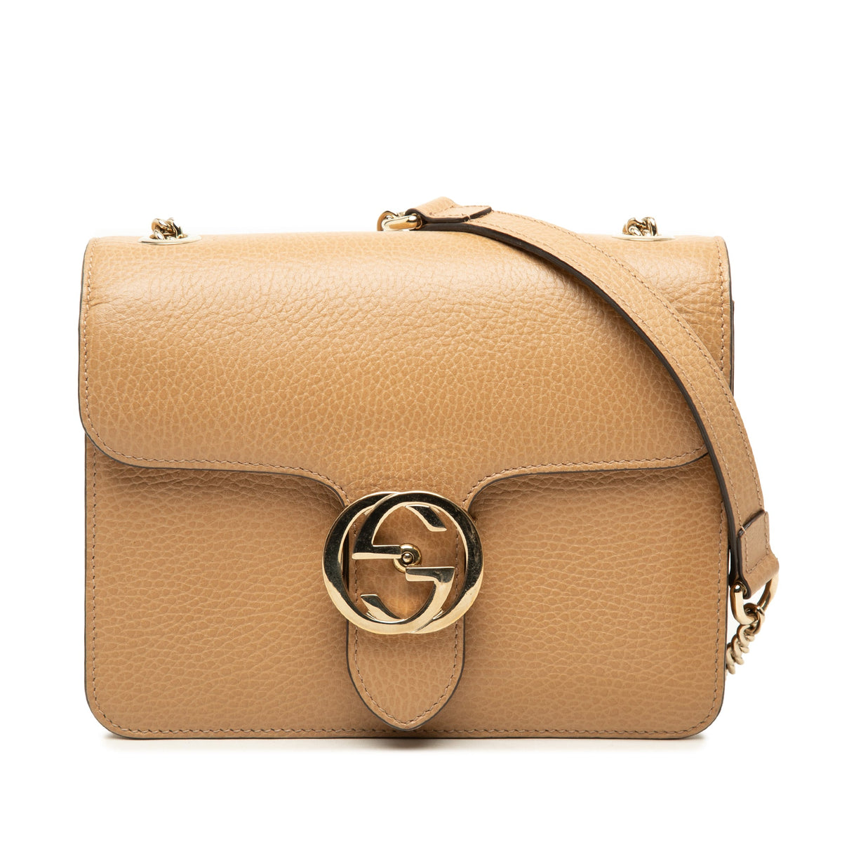 Gucci Small Dollar Calfskin Interlocking G Crossbody — Brown