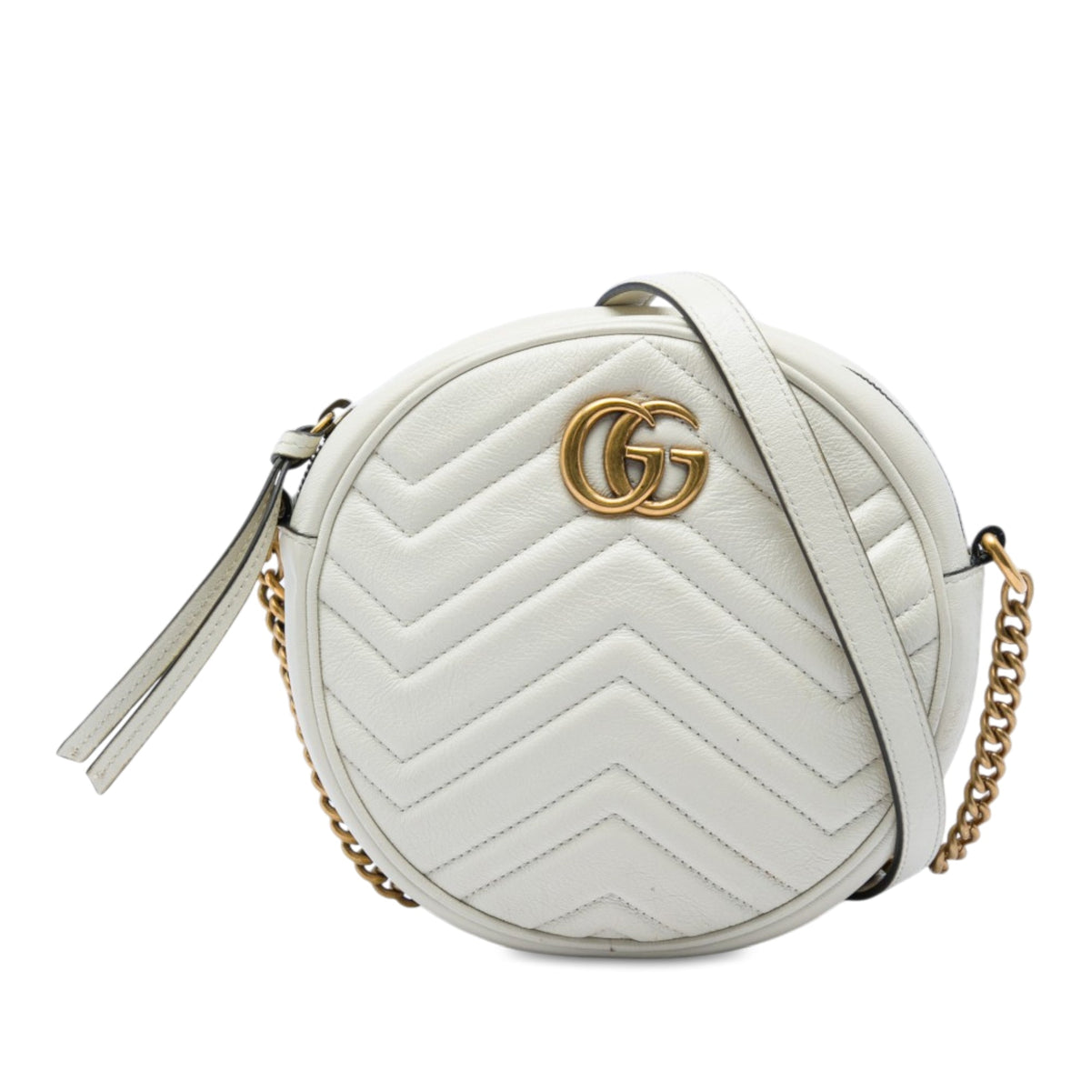 Gucci Mini GG Marmont Matelasse Calfskin Round Crossbody