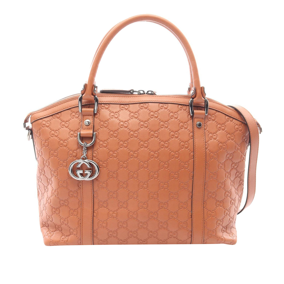 Gucci Medium Guccissima GG Charm Dome Satchel — Brown