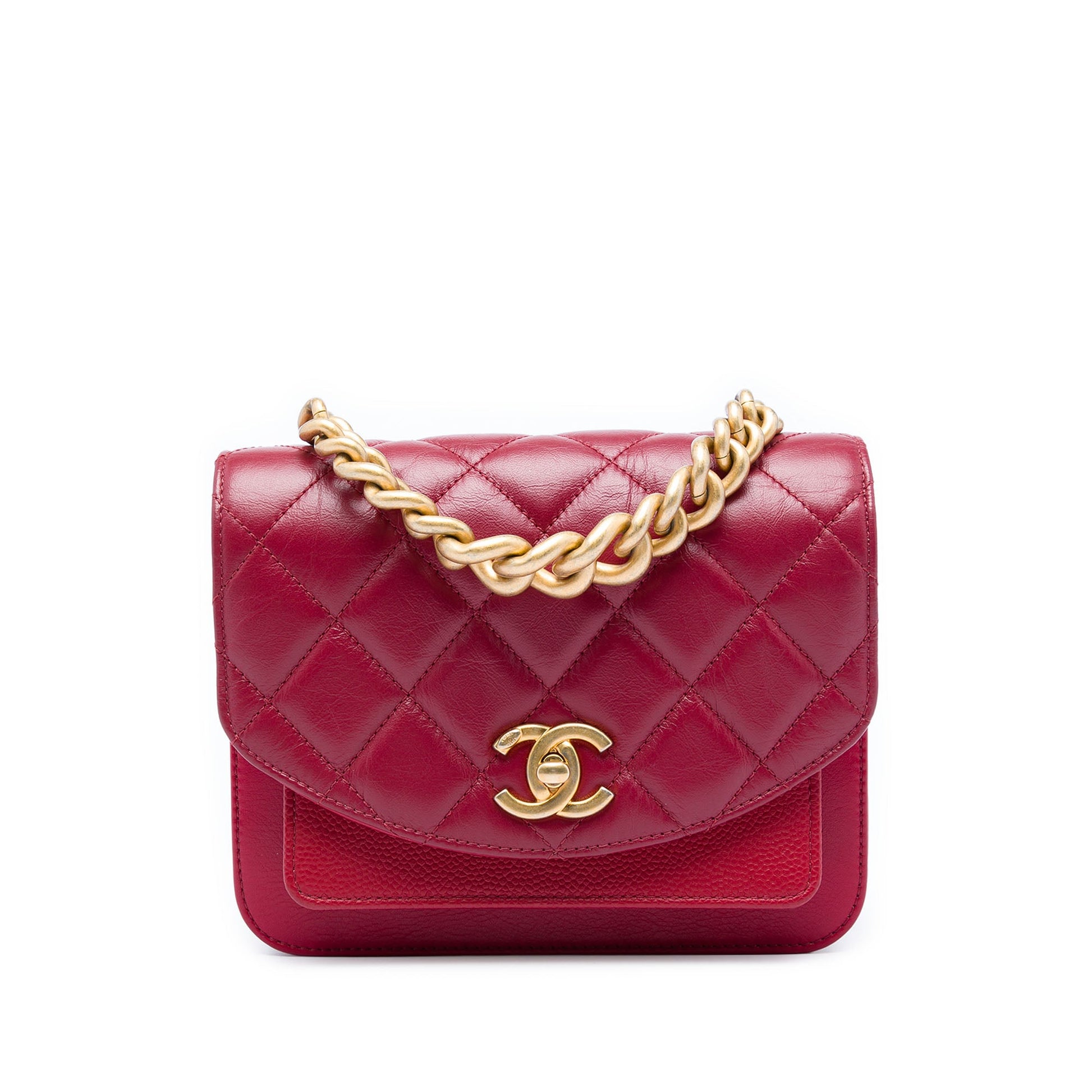 Chanel Mini Quilted Calfskin and Caviar Chain Handle Flap