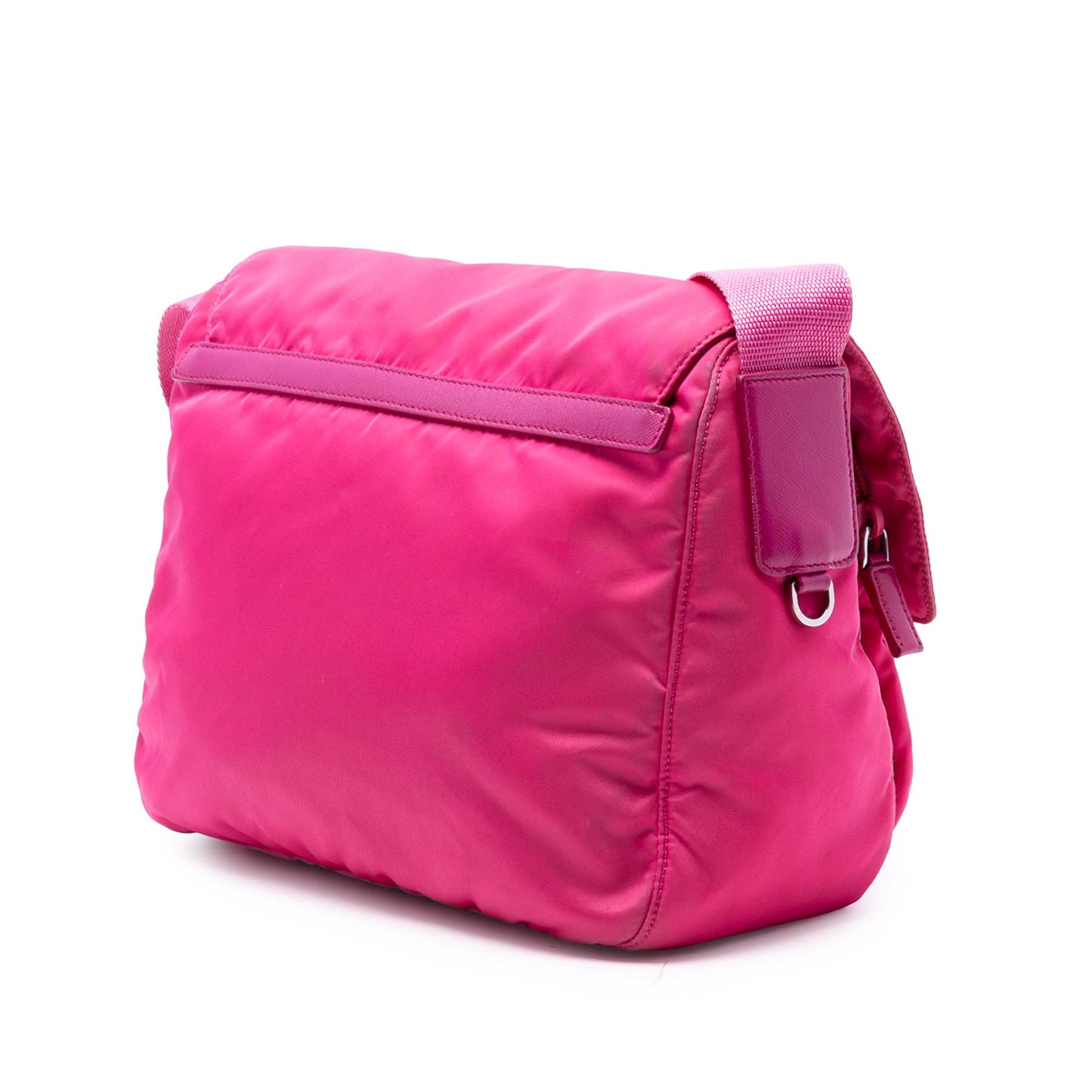 Prada Tessuto Zip Double Buckle Messenger Bag