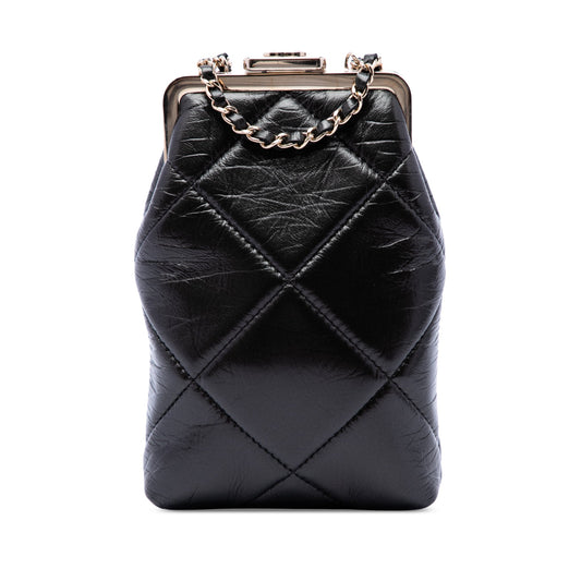 Chanel Small CC Quilted Lambskin Kisslock Frame Clutch