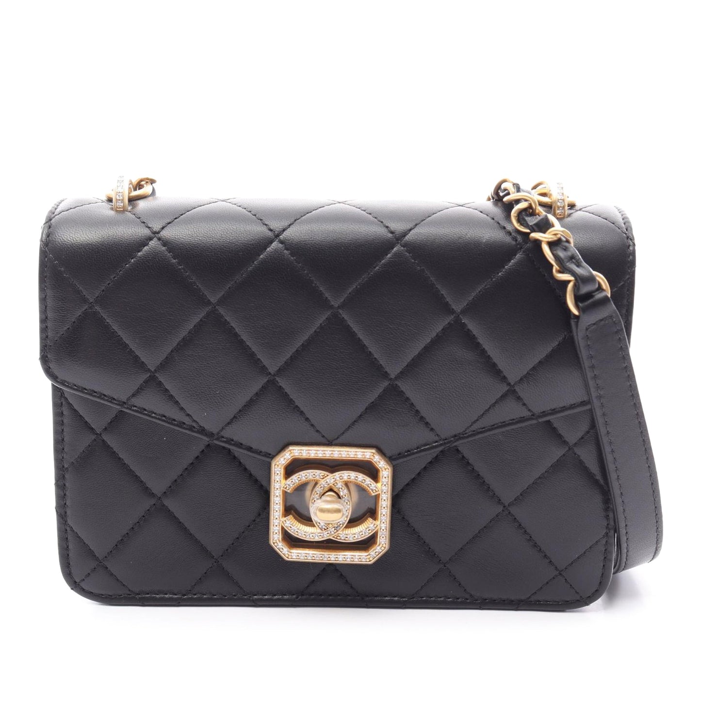 Chanel Quilted Lambskin Crystal Geometric CC Frame Flap