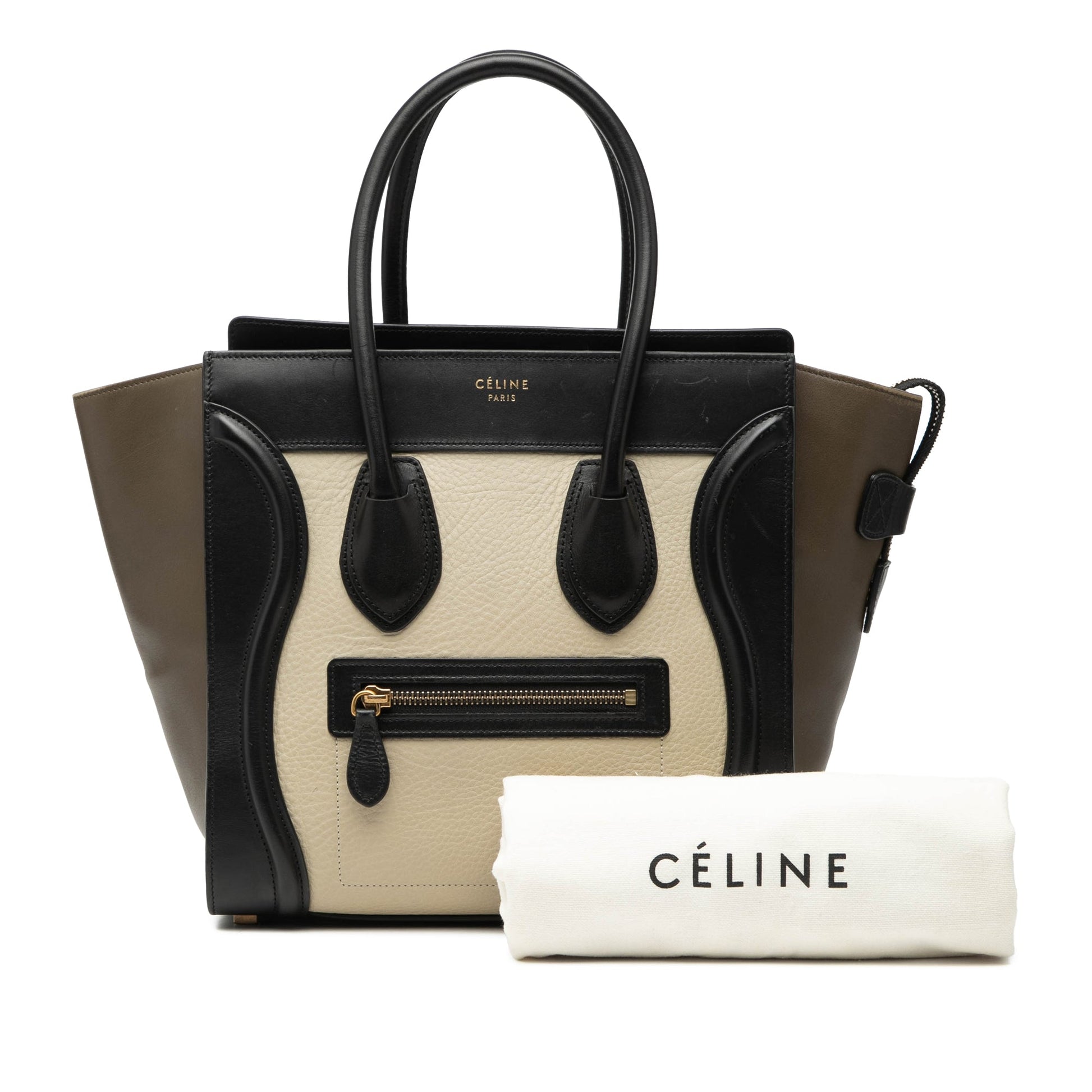 Celine Micro Tricolor Leather Luggage Tote