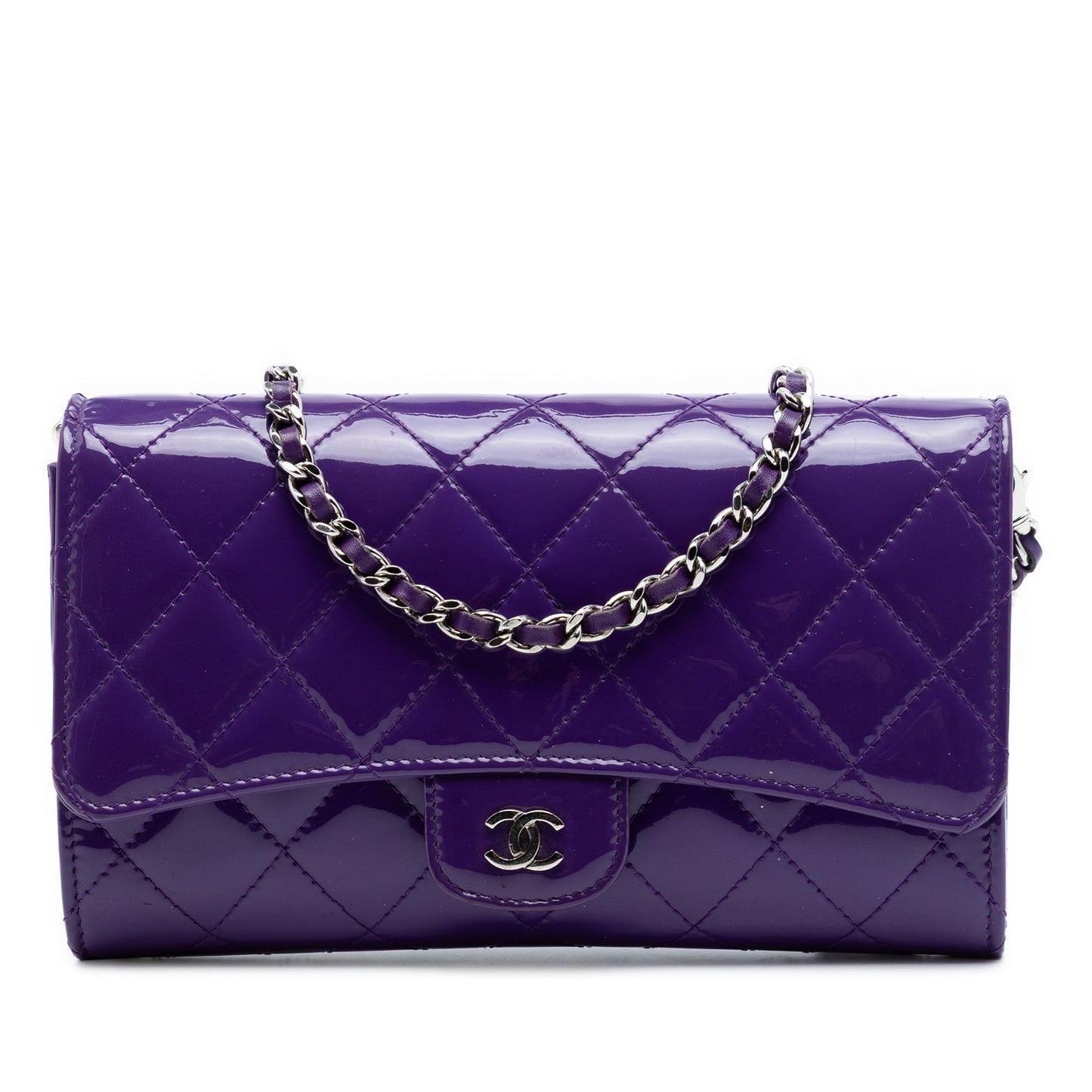 Chanel CC Quilted Patent Wallet On Chain
