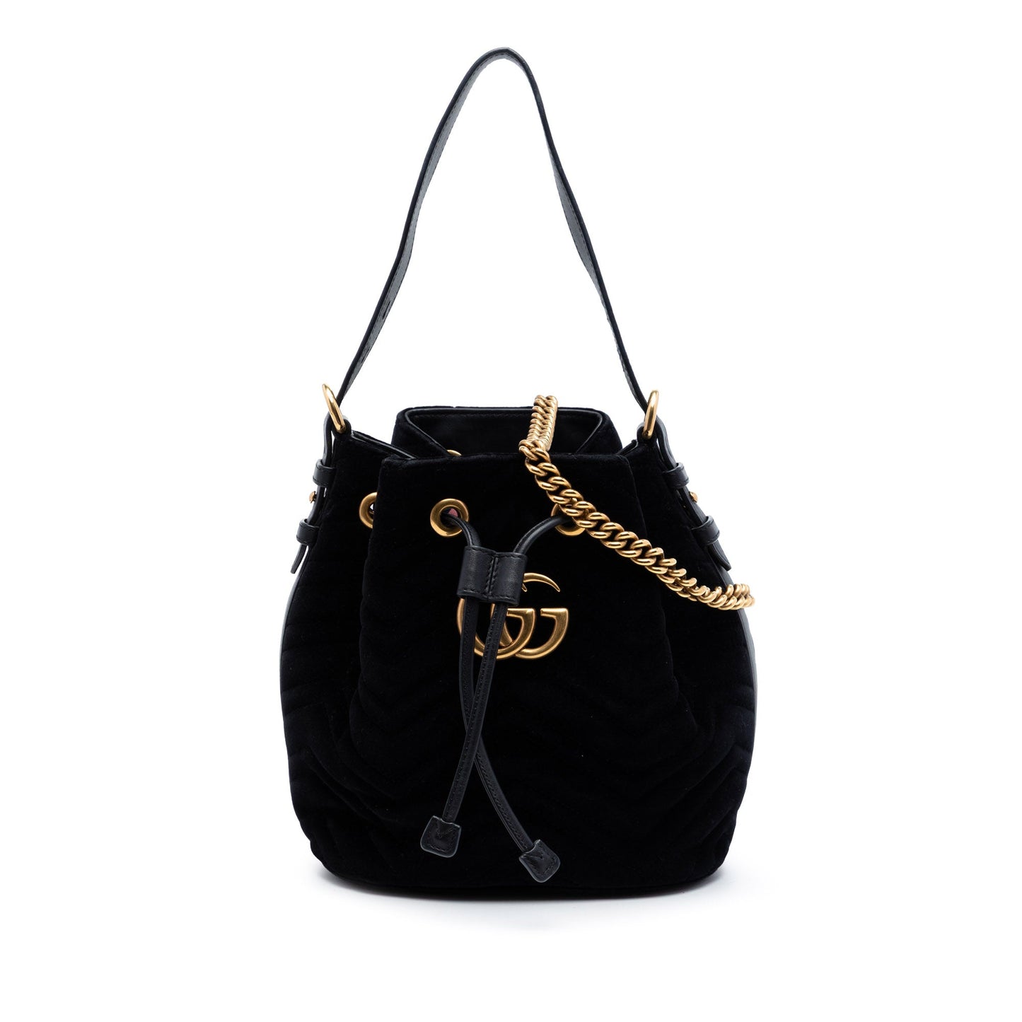 Gucci GG Marmont 2.0 Matelasse Velvet Bucket Bag