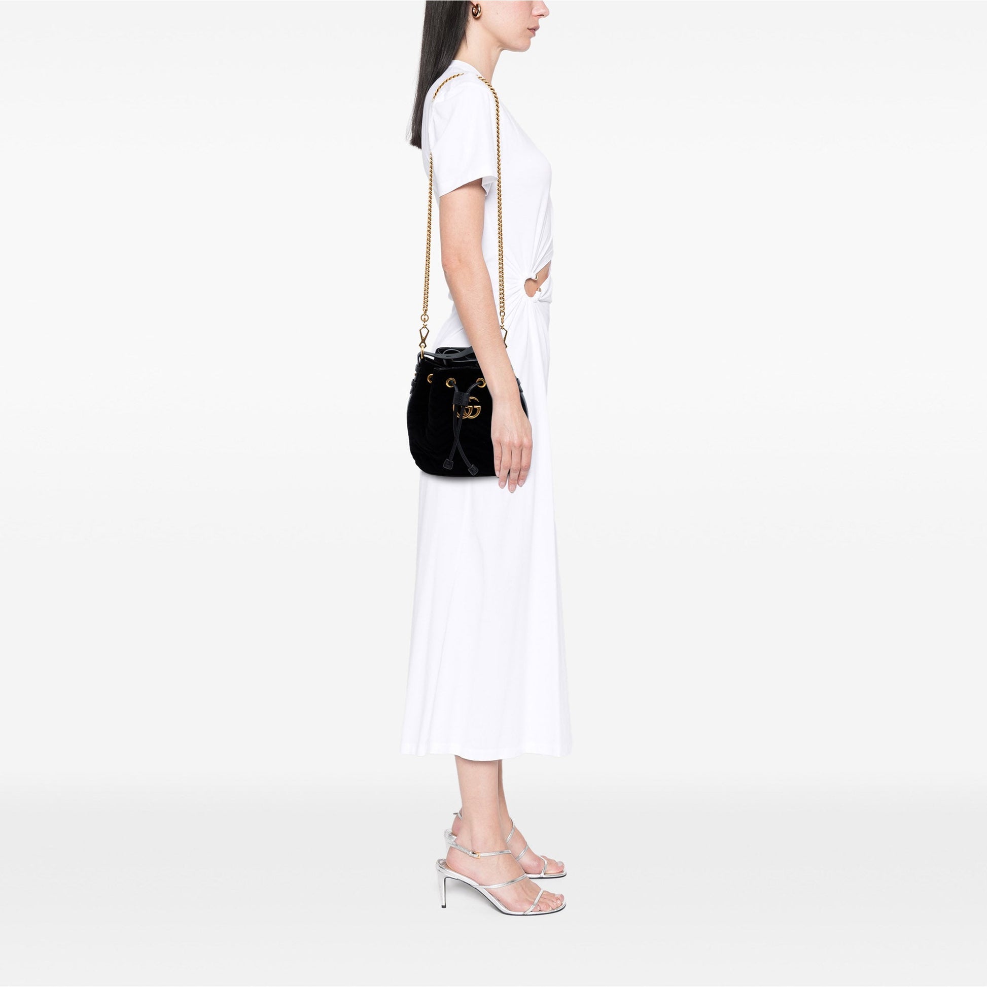 Gucci GG Marmont 2.0 Matelasse Velvet Bucket Bag