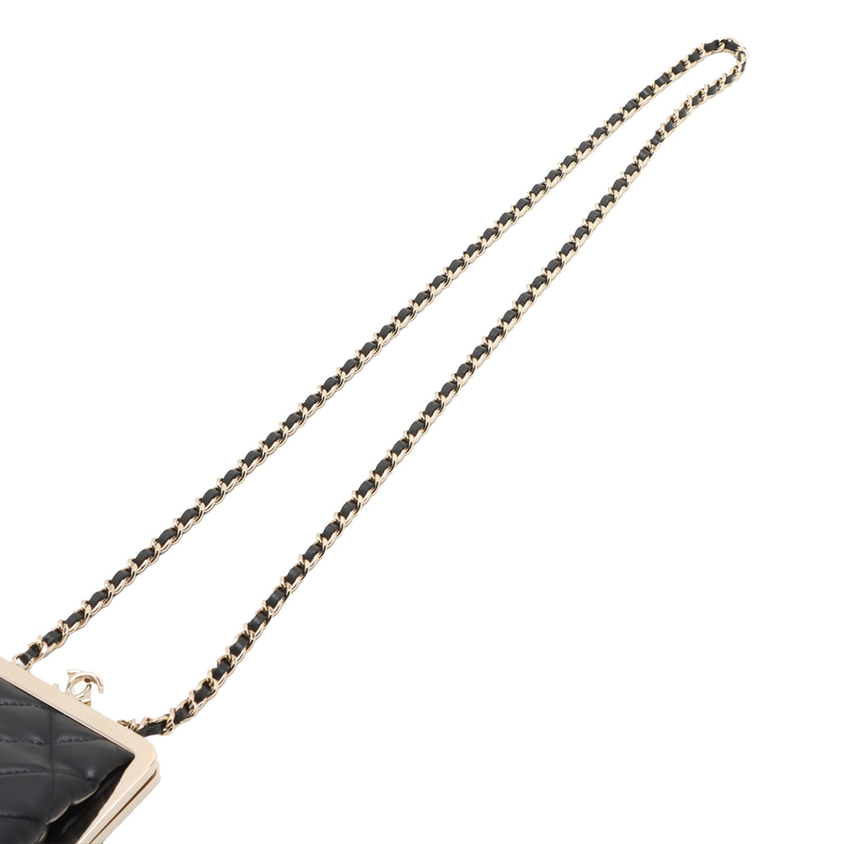 Chanel CC Quilted Acrylic and Lambskin Evening Clutch With Chain — Black