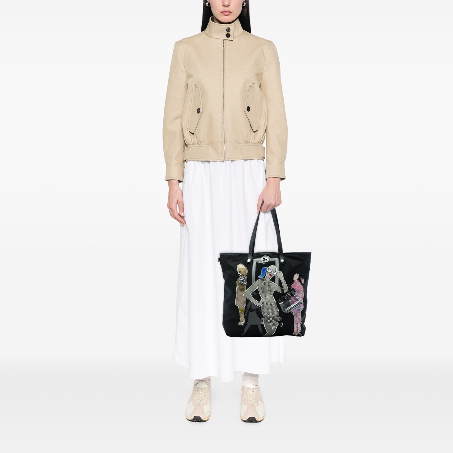 Prada Saffiano Trimmed Tessuto Fashion Doll Tote