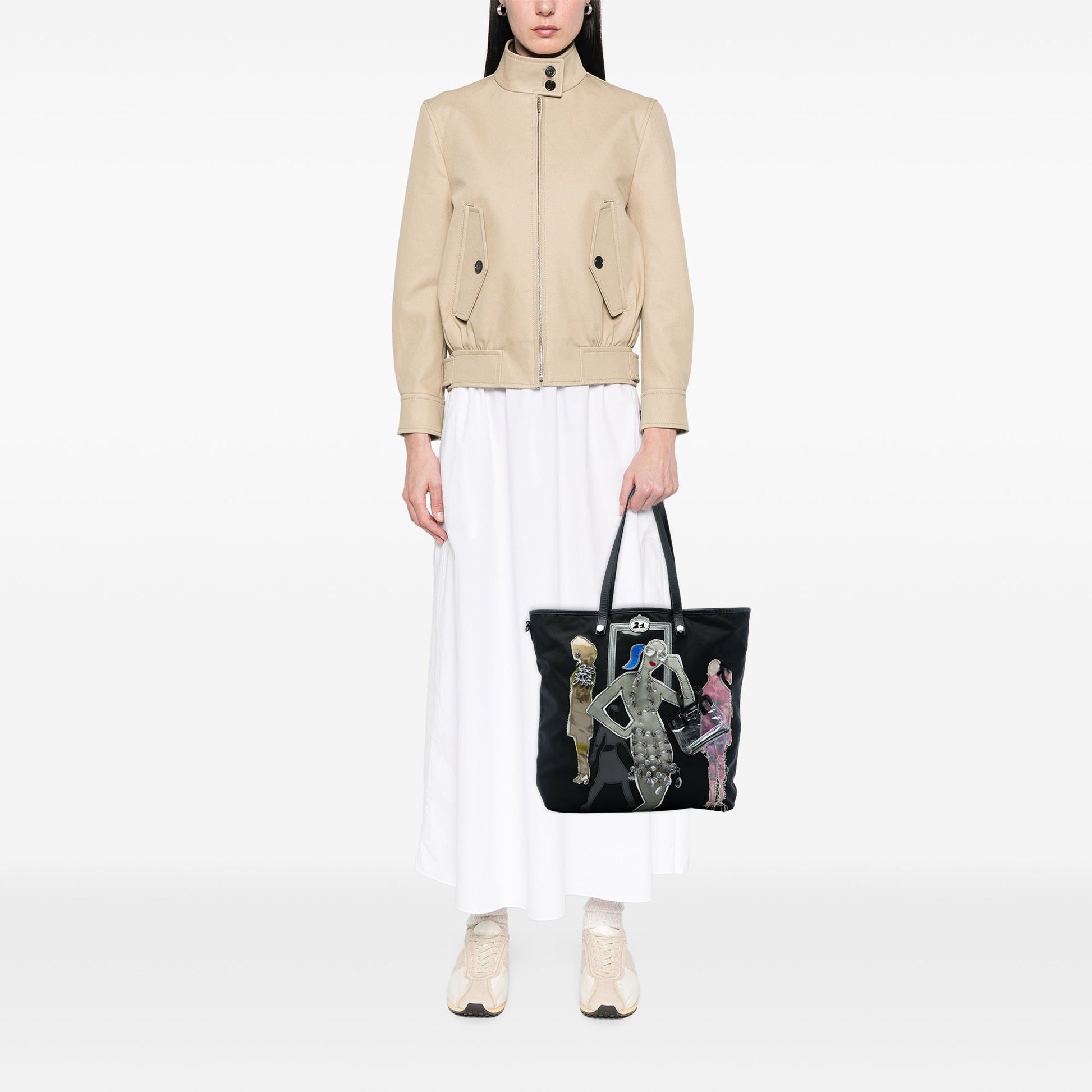 Prada Saffiano Trimmed Tessuto Fashion Doll Tote
