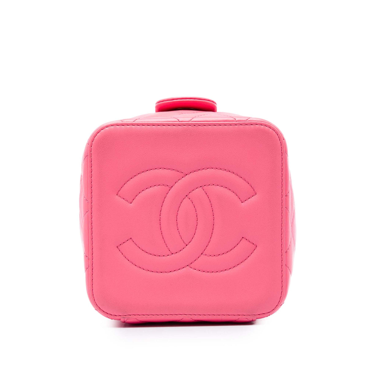 Chanel Small CC Quilted Lambskin Vanity Case With Chain