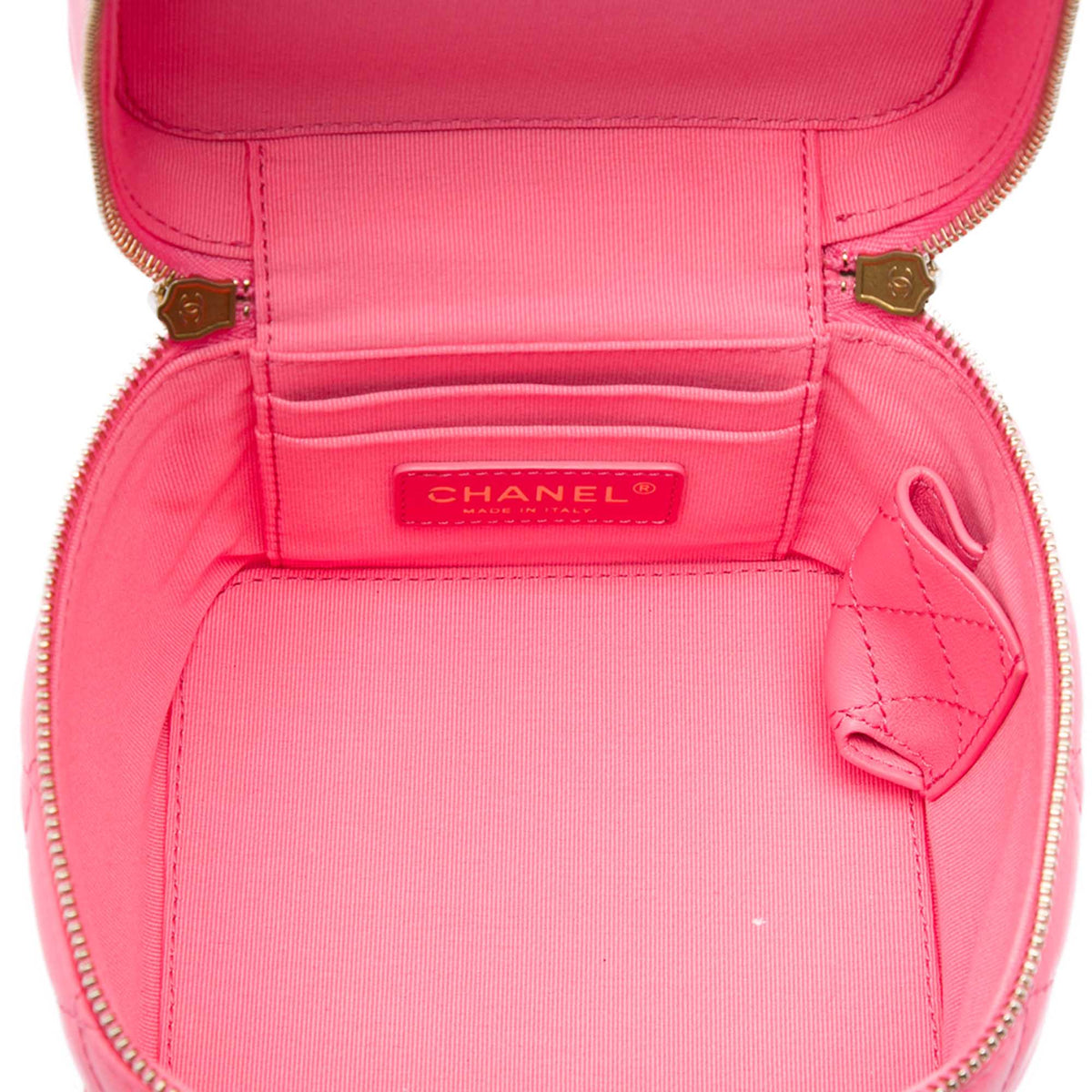 Chanel Small CC Quilted Lambskin Vanity Case With Chain