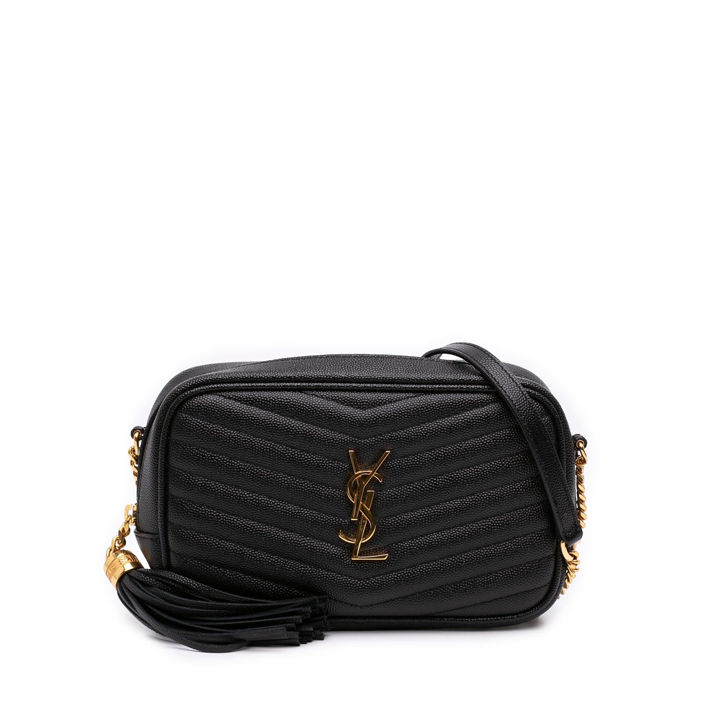 Saint Laurent Mini Grain de Poudre Chevron Monogram Lou Camera Bag