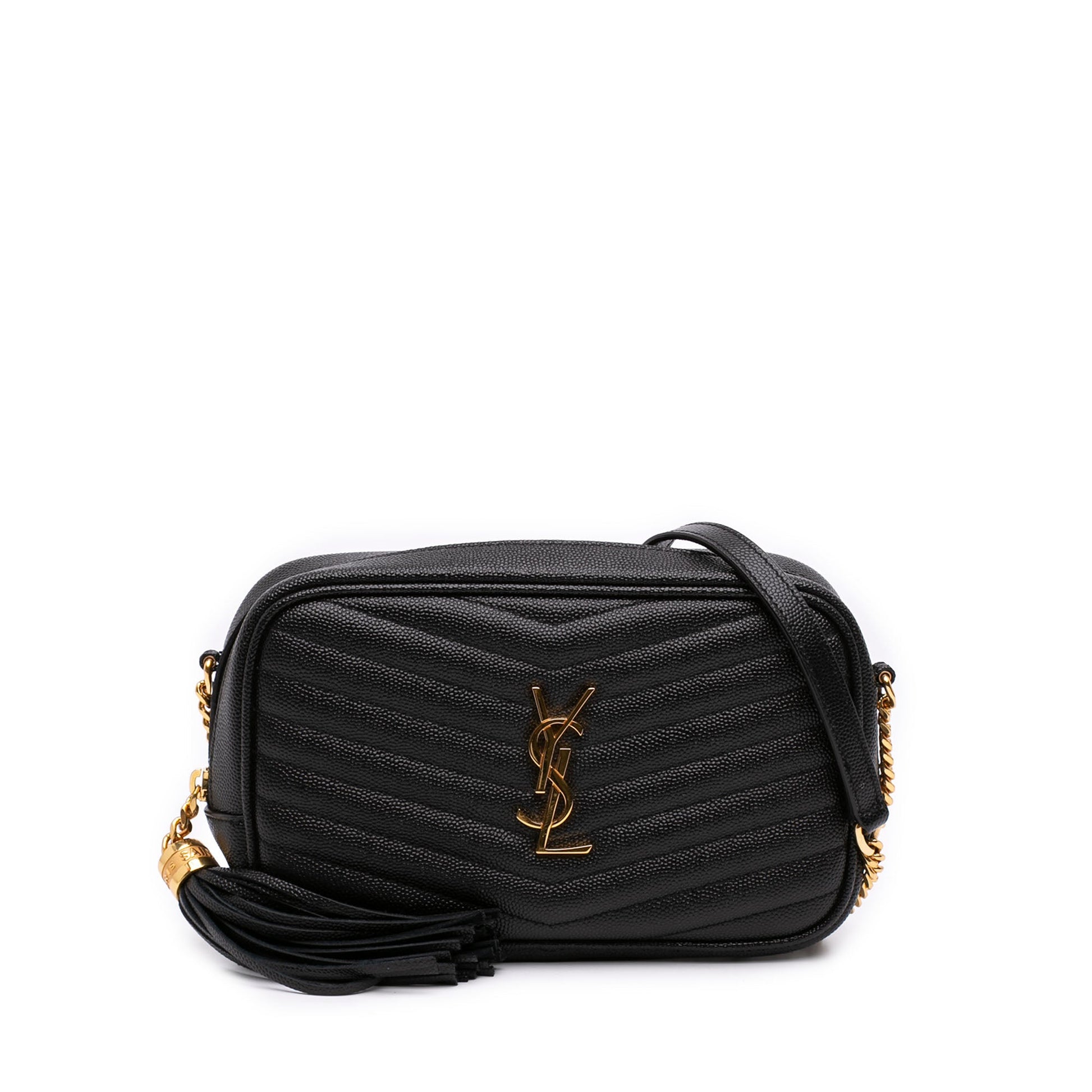 Saint Laurent Mini Grain de Poudre Chevron Monogram Lou Camera Bag