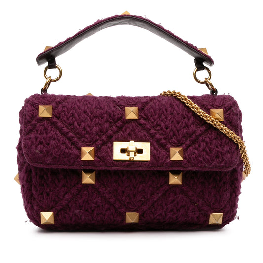 Valentino Large Knit Roman Stud Satchel