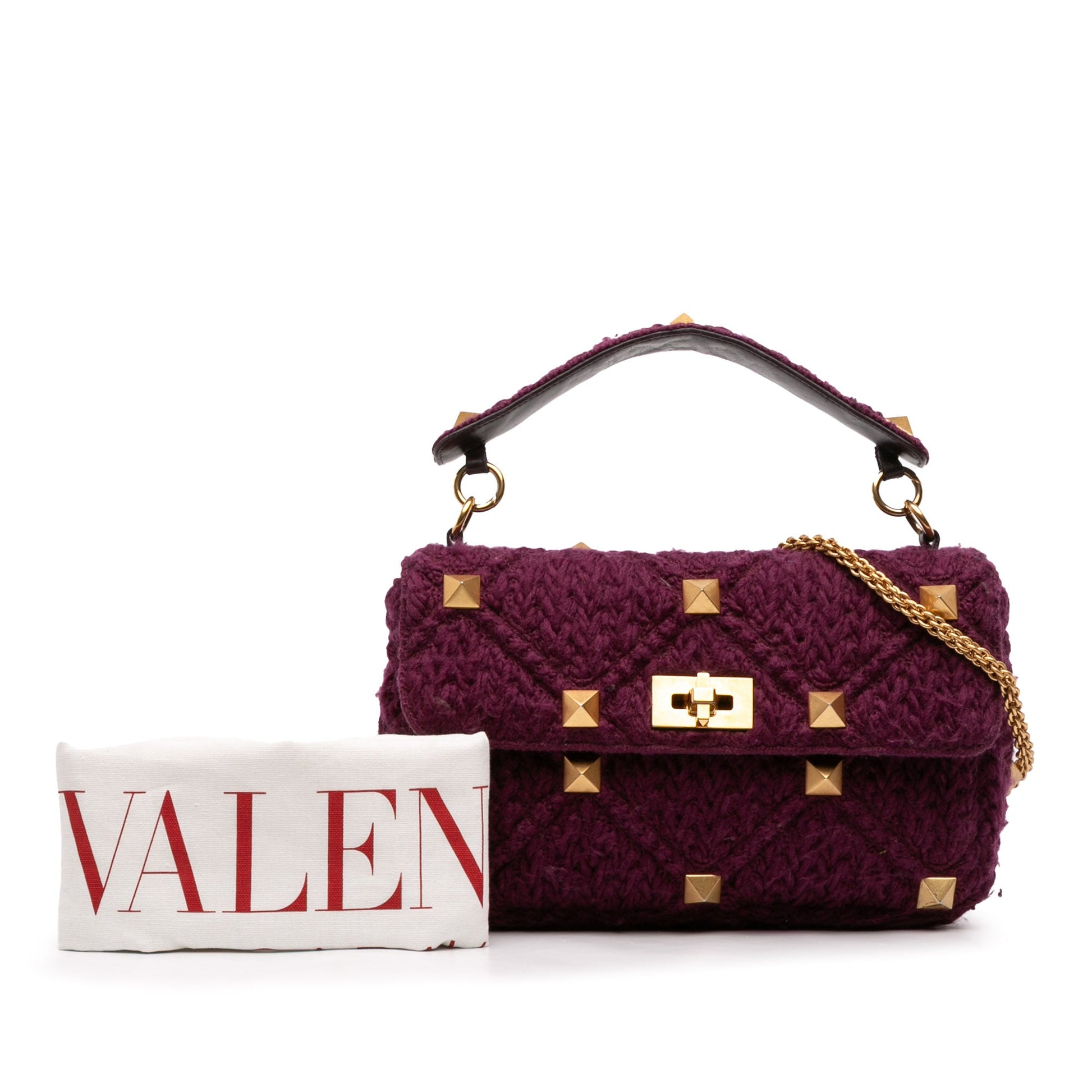 Valentino Large Knit Roman Stud Satchel