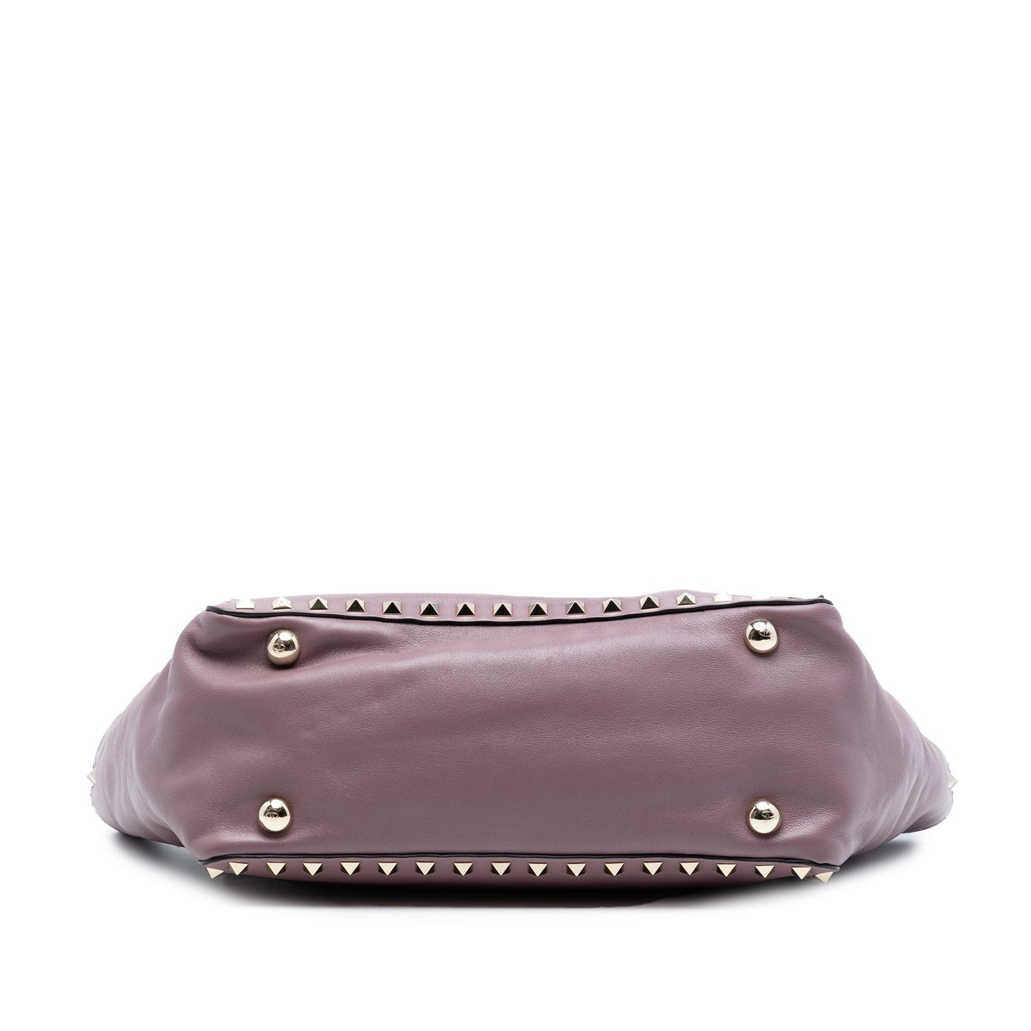 Small Grained Calfskin Rockstud Trapeze Satchel