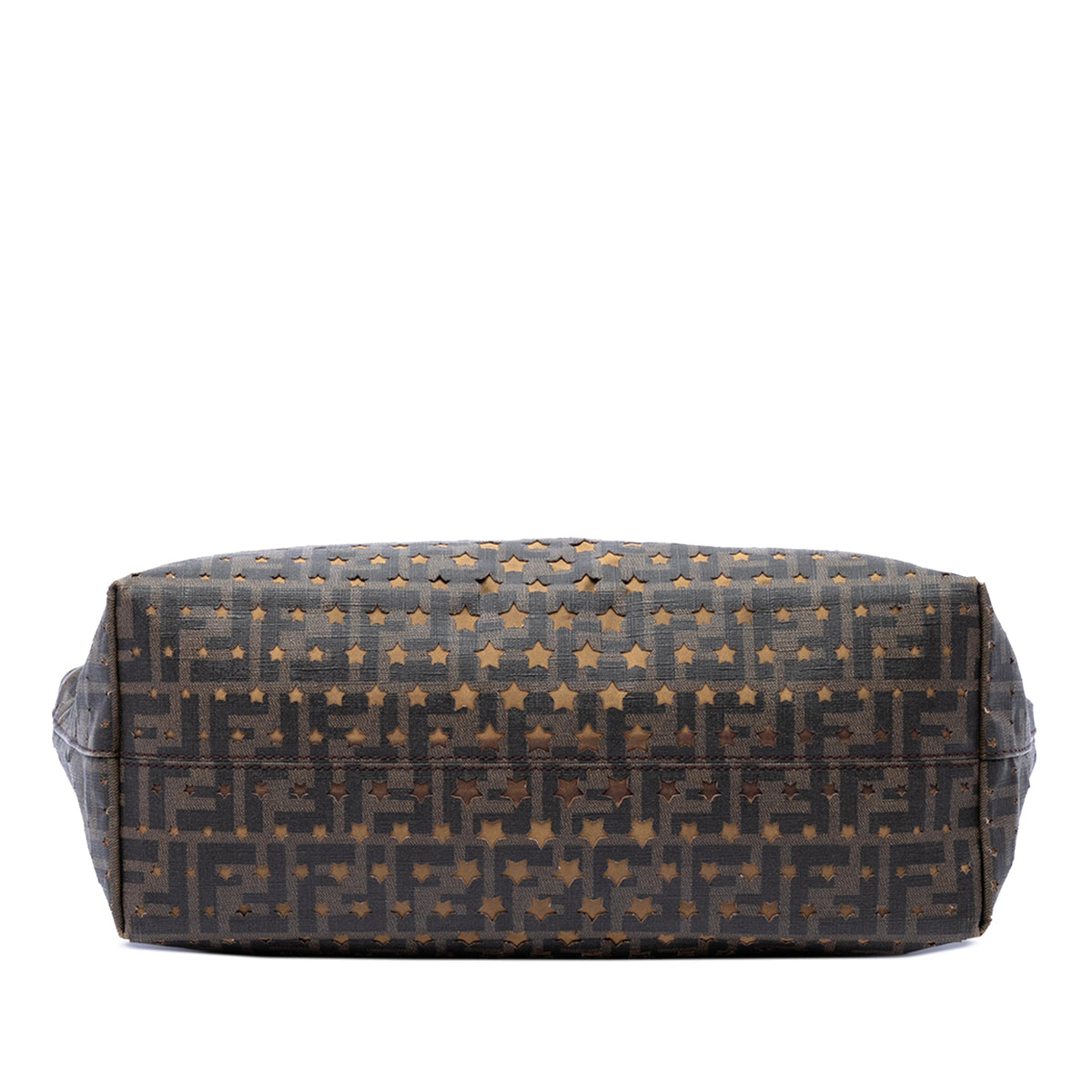 Fendi Medium Zucca Coated Canvas Laser Cut Star Roll Tote — Brown