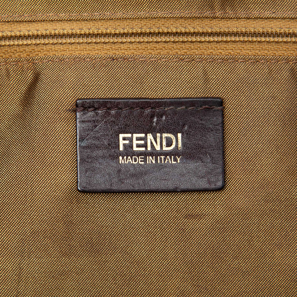 Fendi Medium Zucca Coated Canvas Laser Cut Star Roll Tote — Brown