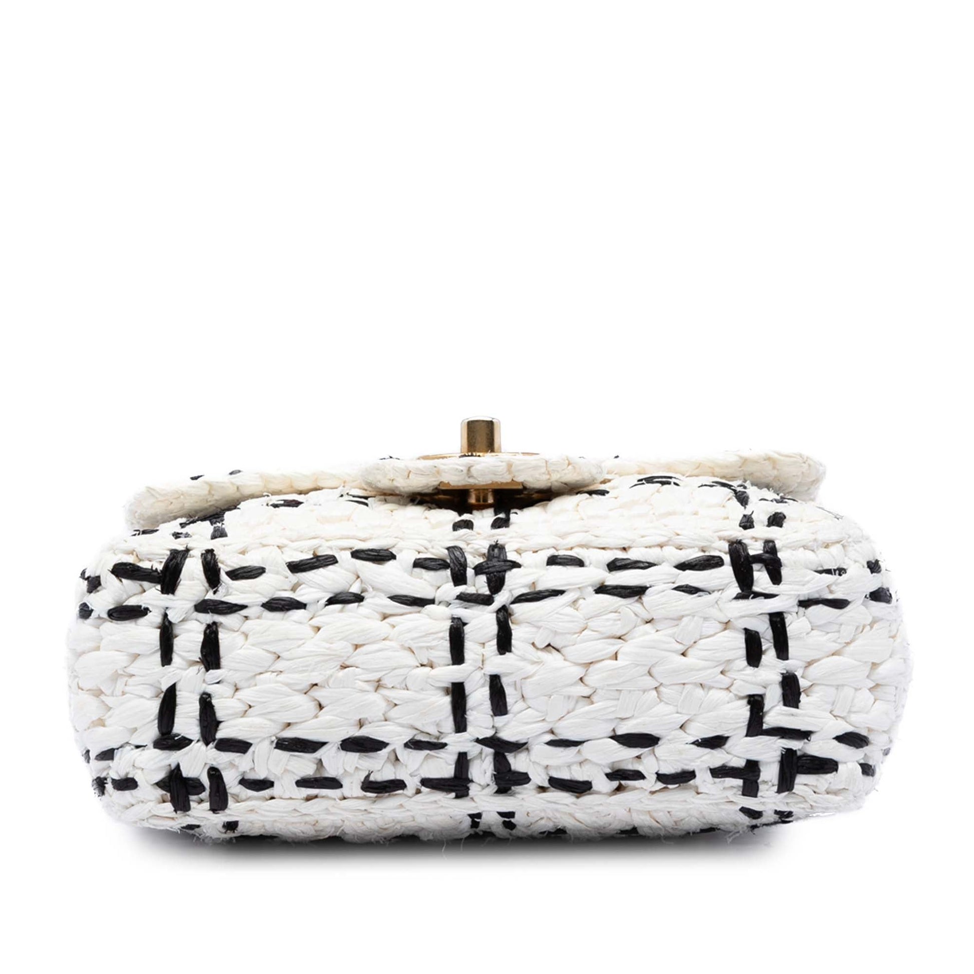 Chanel CC Mini Raffia Effect Tweed Flap