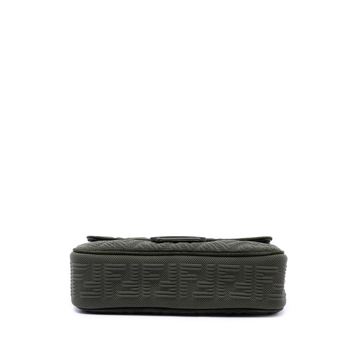 Fendi Zucca Embossed Technical Fabric Chain Midi Baguette — Green