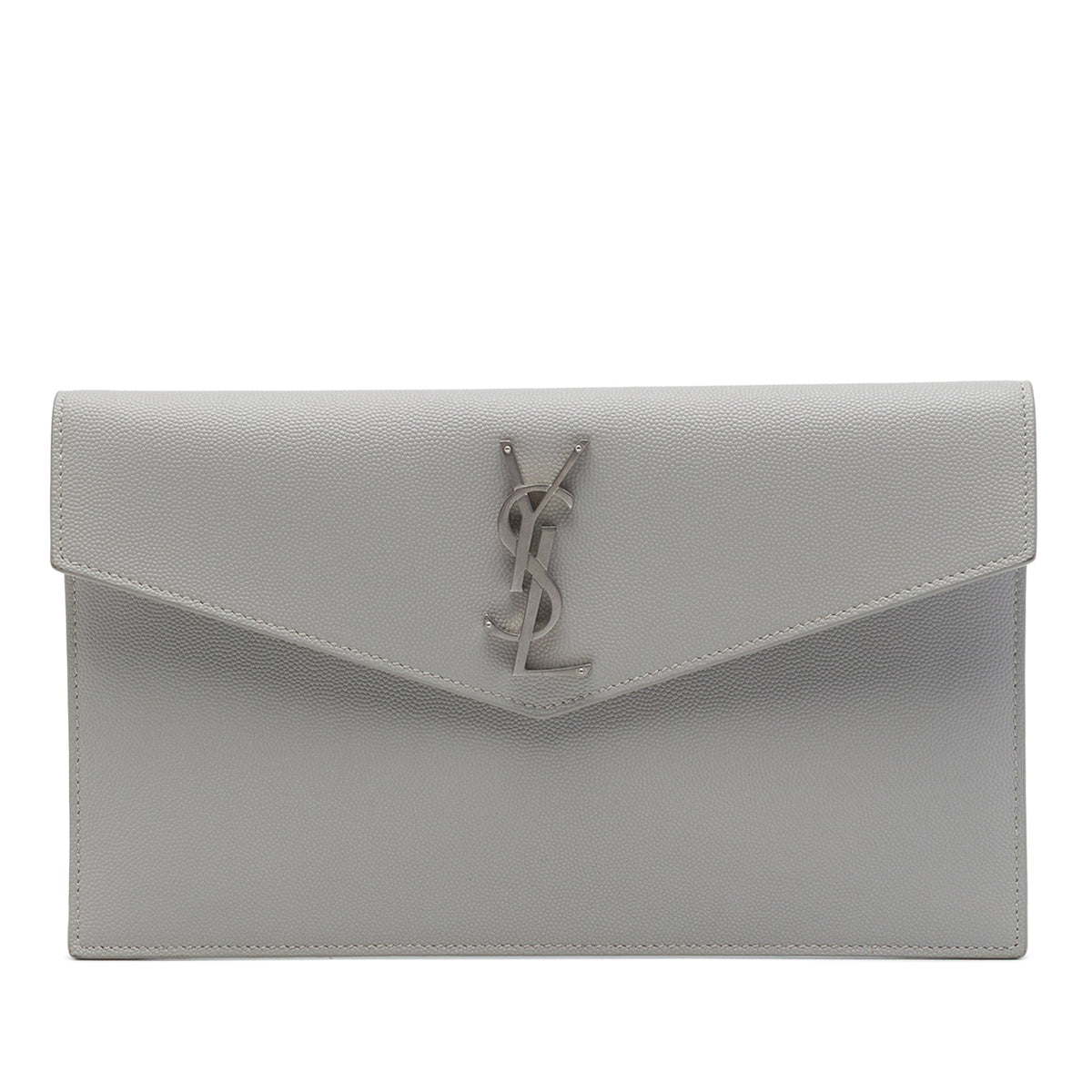 Saint Laurent Grain De Poudre Uptown Pouch — Gray