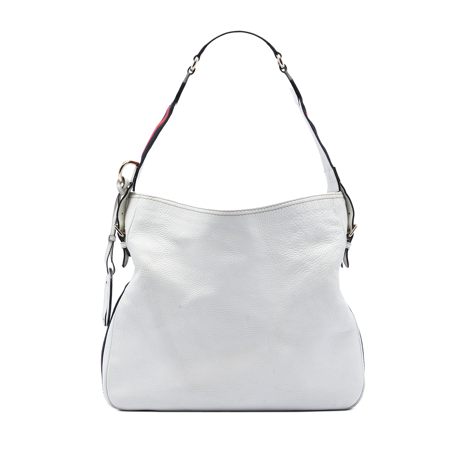 Gucci Medium Pebbled Calfskin Web Heritage Shoulder Bag