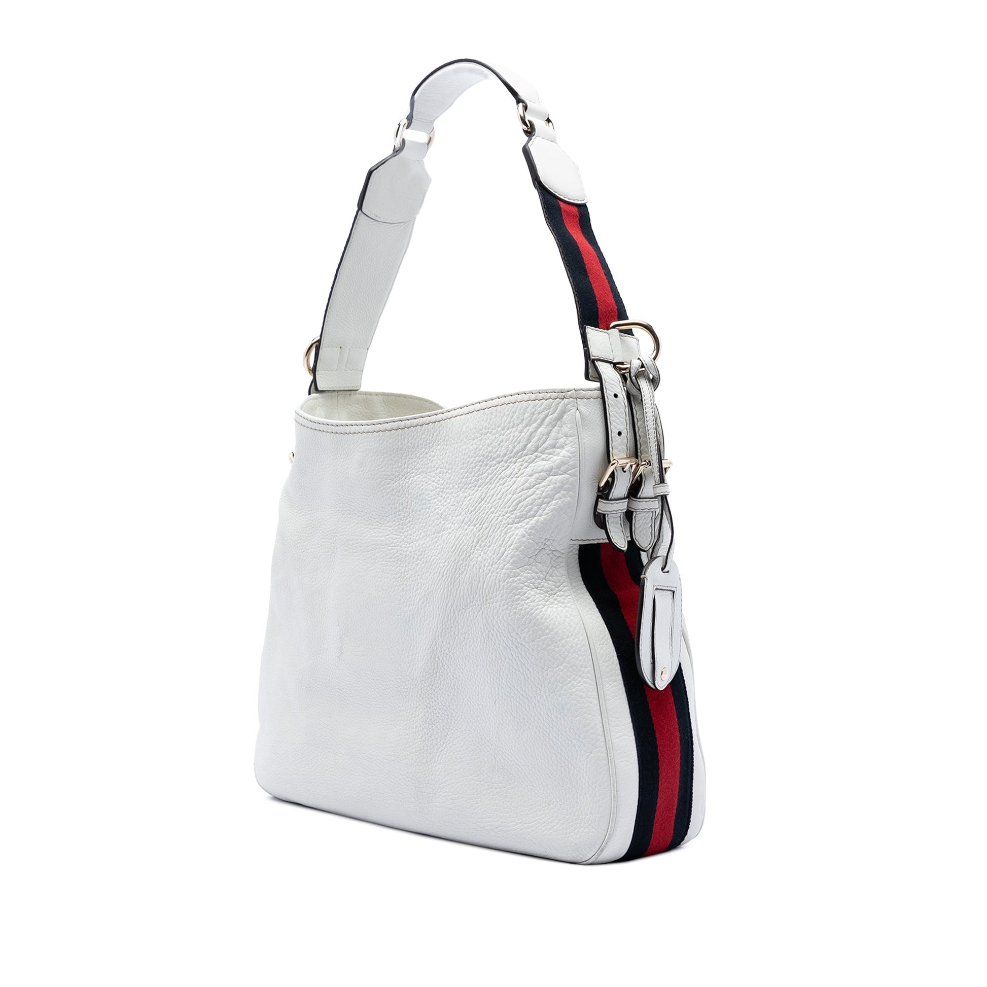 Gucci Medium Pebbled Calfskin Web Heritage Shoulder Bag