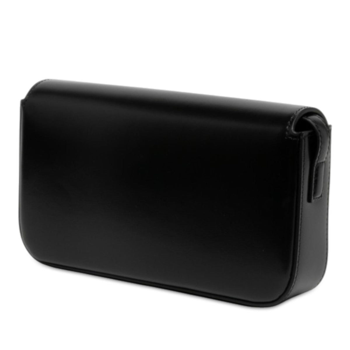 Celine Shiny Calfskin Triomphe Claude Shoulder Bag — Black