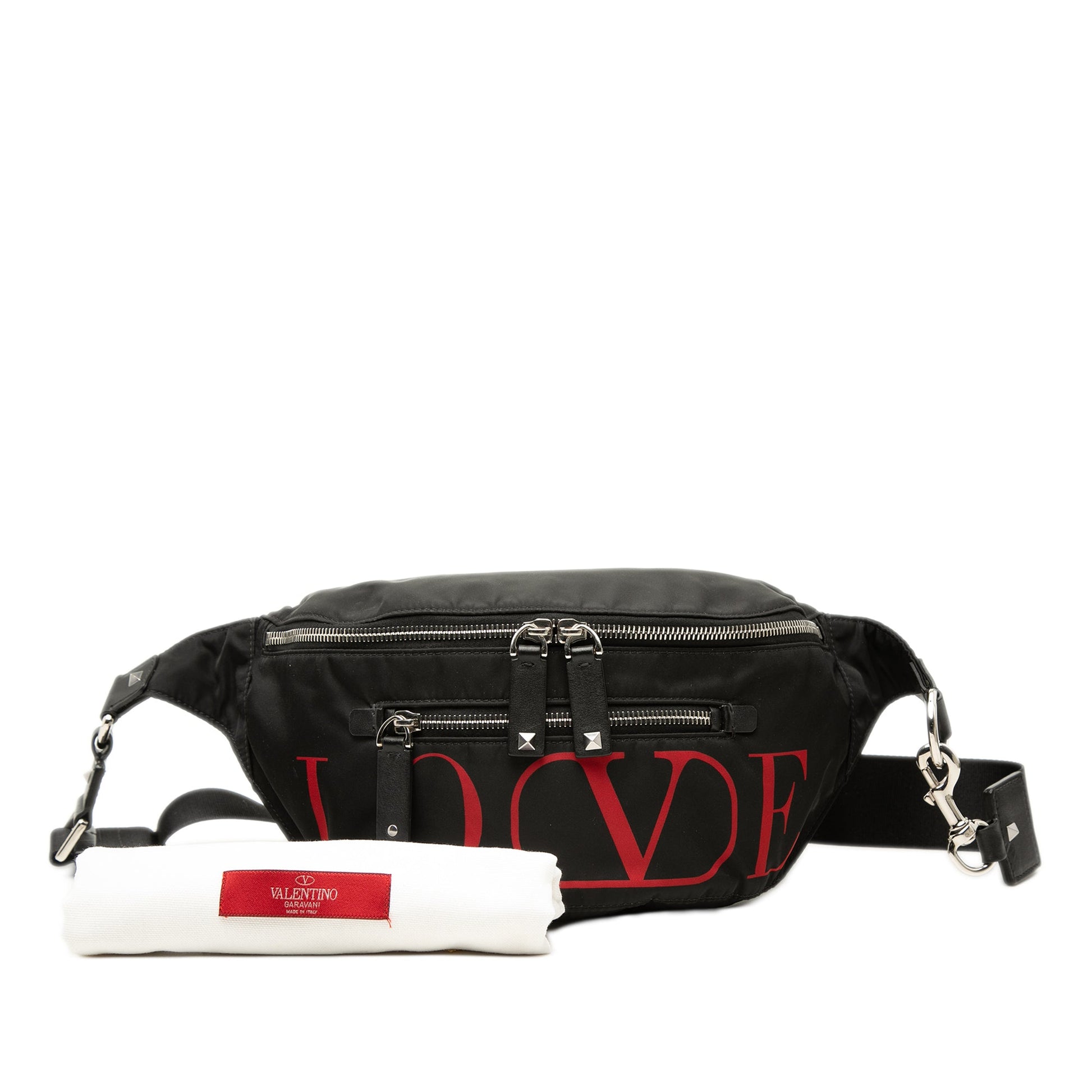 Valentino Nylon LOVE Rockstud Belt Bag