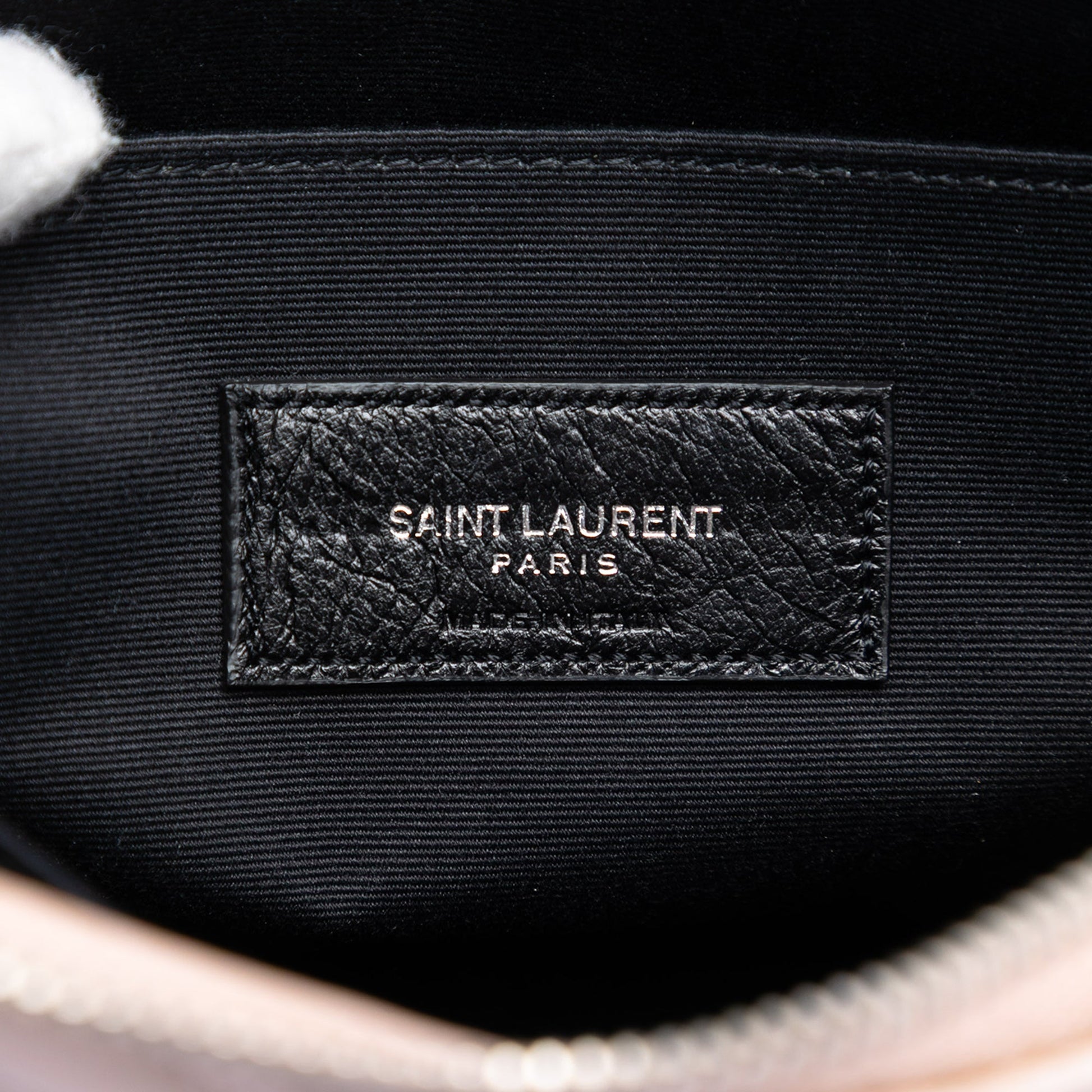 Saint Laurent Chevron Leather Monogram Zip A5 Wristlet Pouch