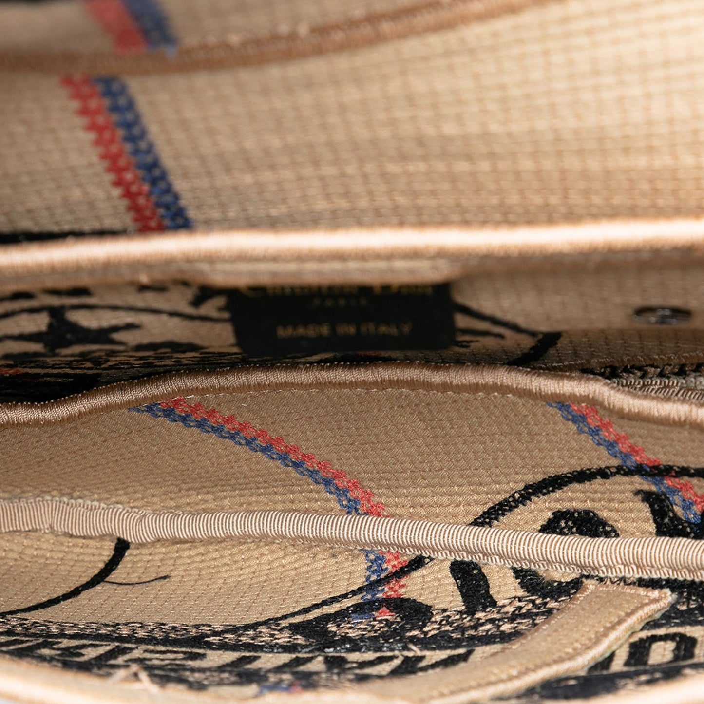 Dior Mini Embroidered Jute Canvas Union Saddle Bag