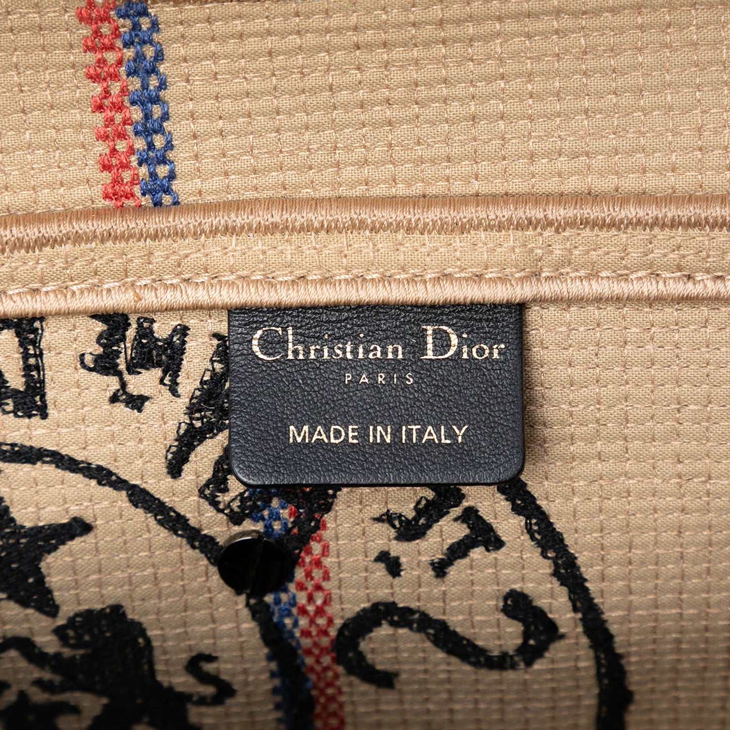 Dior Mini Embroidered Jute Canvas Union Saddle Bag